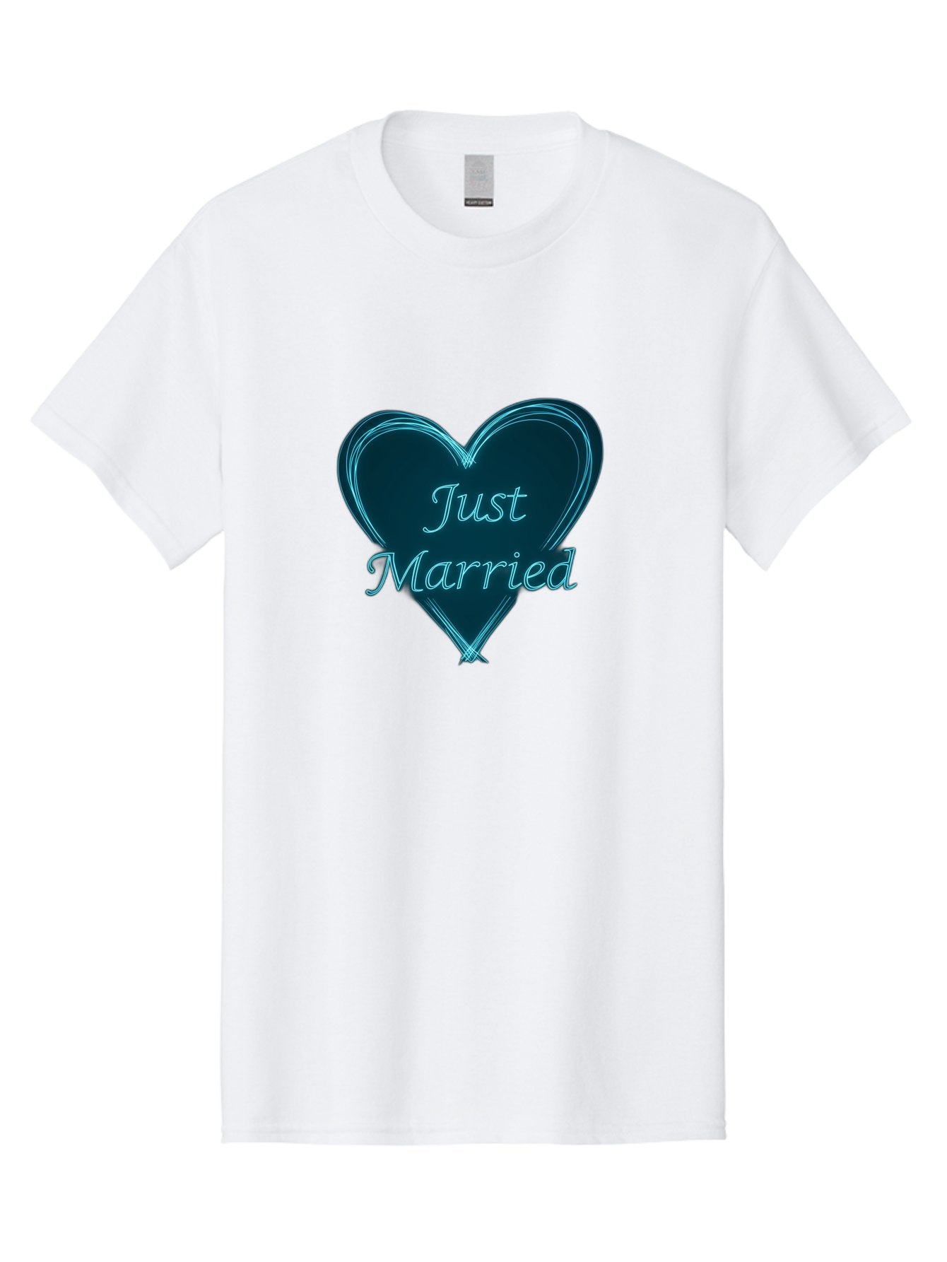 Just-Married-9 Men'S Graphic Tee, 100% Cotton, Comfortable Casual Summer Wear, Machine Washable, Wedding Heart, Love Symbol, Just Married Sign, Blue Heart Graphic, Cursive Text, Newlyweds, Marriage Celebration, Heart Shape Baa893 3
