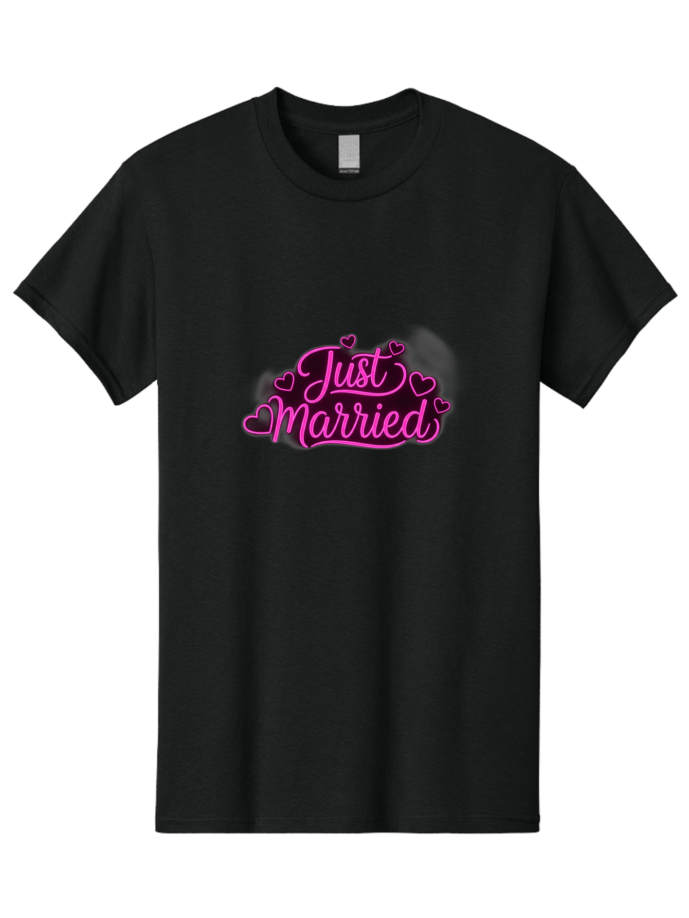 Just-Married Men'S Graphic Tee, 100% Cotton, Comfortable Casual Summer Wear, Machine Washable, Neon Pink Just Married Sign, Cursive Script, Love Hearts, Wedding Decor, Romantic Ambiance, Newlyweds, Love Symbols Baa895 11