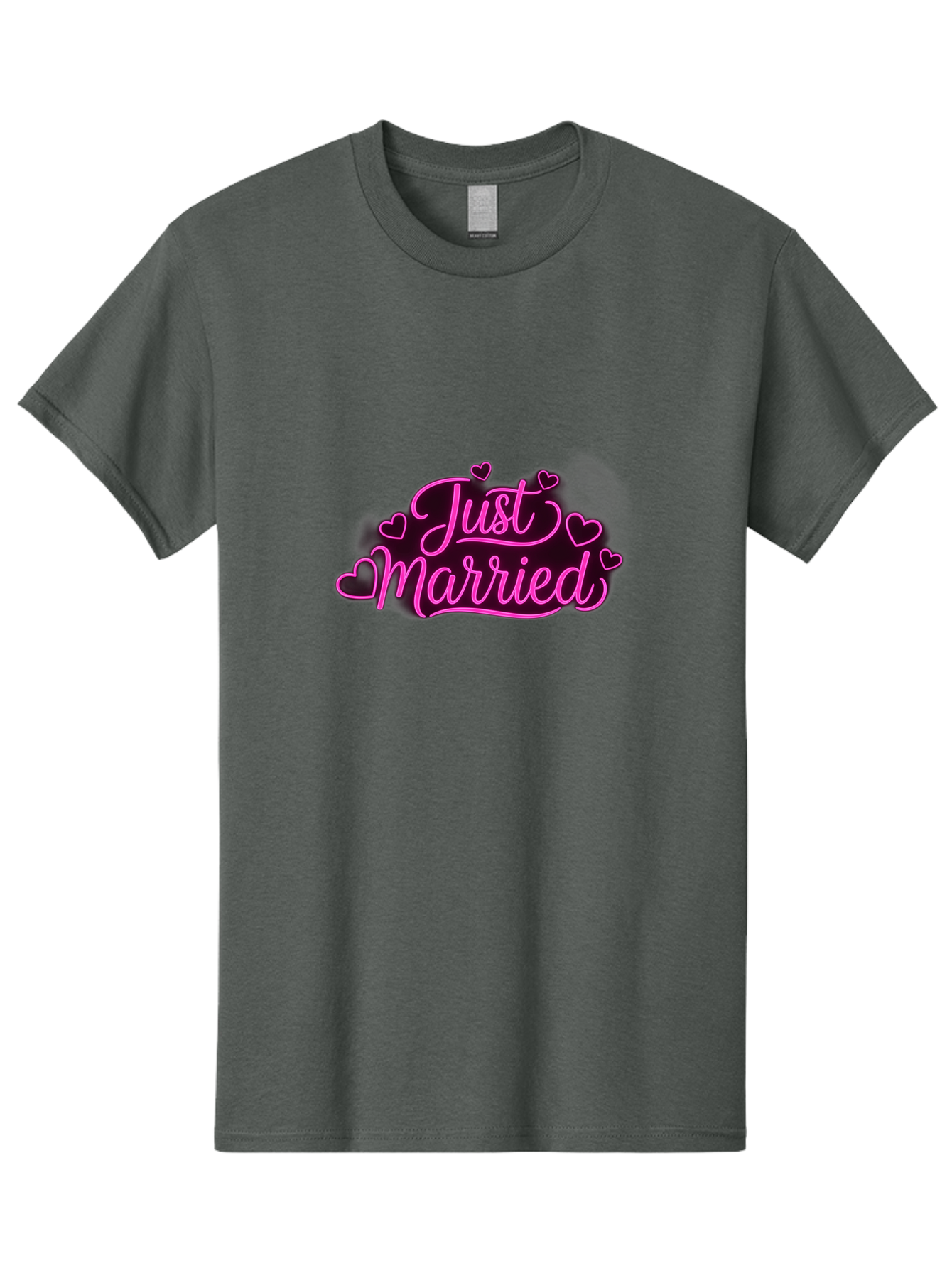 Just-Married Men'S Graphic Tee, 100% Cotton, Comfortable Casual Summer Wear, Machine Washable, Neon Pink Just Married Sign, Cursive Script, Love Hearts, Wedding Decor, Romantic Ambiance, Newlyweds, Love Symbols Baa895 15