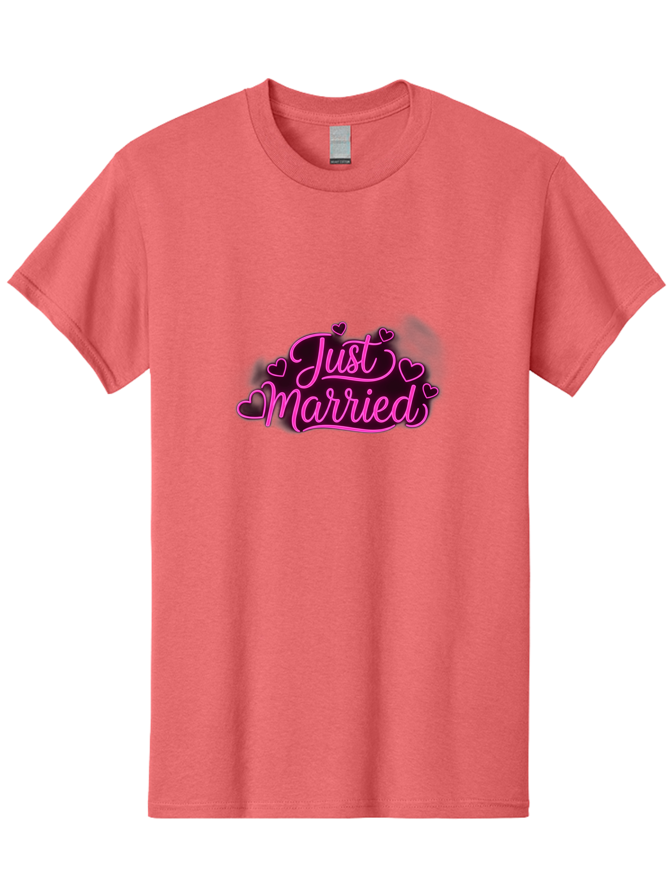 Just-Married Men'S Graphic Tee, 100% Cotton, Comfortable Casual Summer Wear, Machine Washable, Neon Pink Just Married Sign, Cursive Script, Love Hearts, Wedding Decor, Romantic Ambiance, Newlyweds, Love Symbols Baa895 17