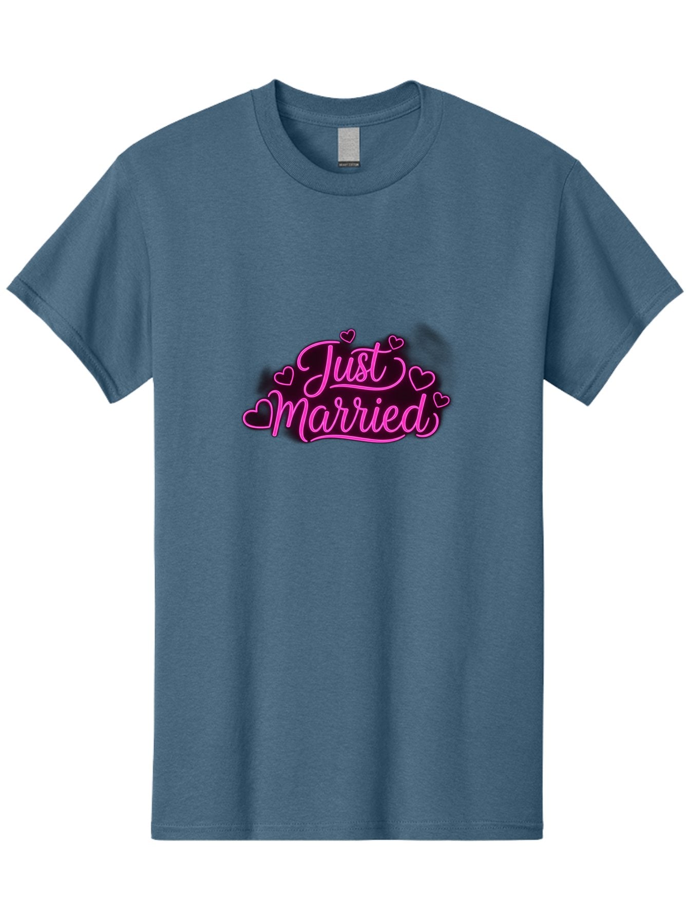 Just-Married Men'S Graphic Tee, 100% Cotton, Comfortable Casual Summer Wear, Machine Washable, Neon Pink Just Married Sign, Cursive Script, Love Hearts, Wedding Decor, Romantic Ambiance, Newlyweds, Love Symbols Baa895 11