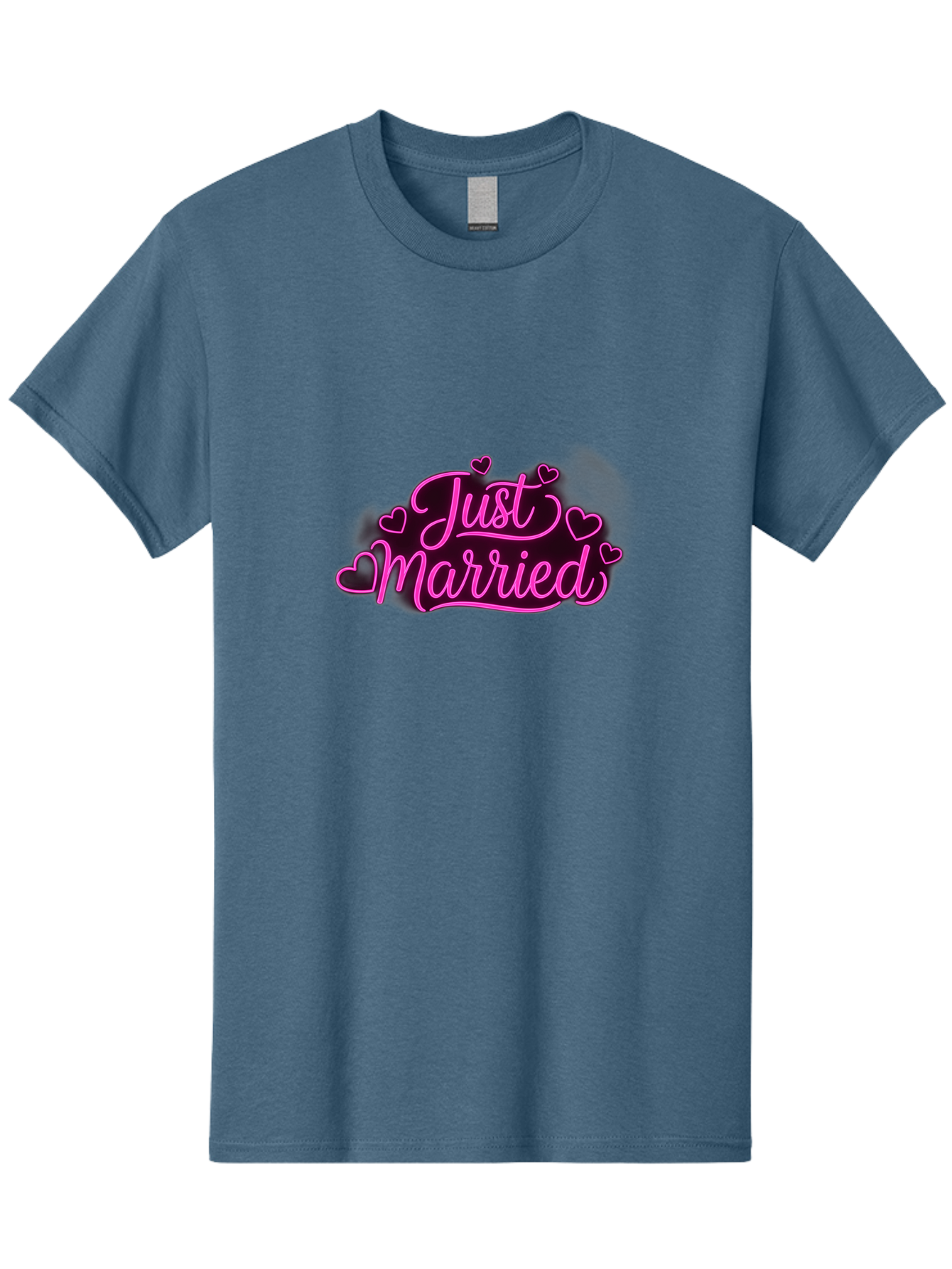 Just-Married Men'S Graphic Tee, 100% Cotton, Comfortable Casual Summer Wear, Machine Washable, Neon Pink Just Married Sign, Cursive Script, Love Hearts, Wedding Decor, Romantic Ambiance, Newlyweds, Love Symbols Baa895 7