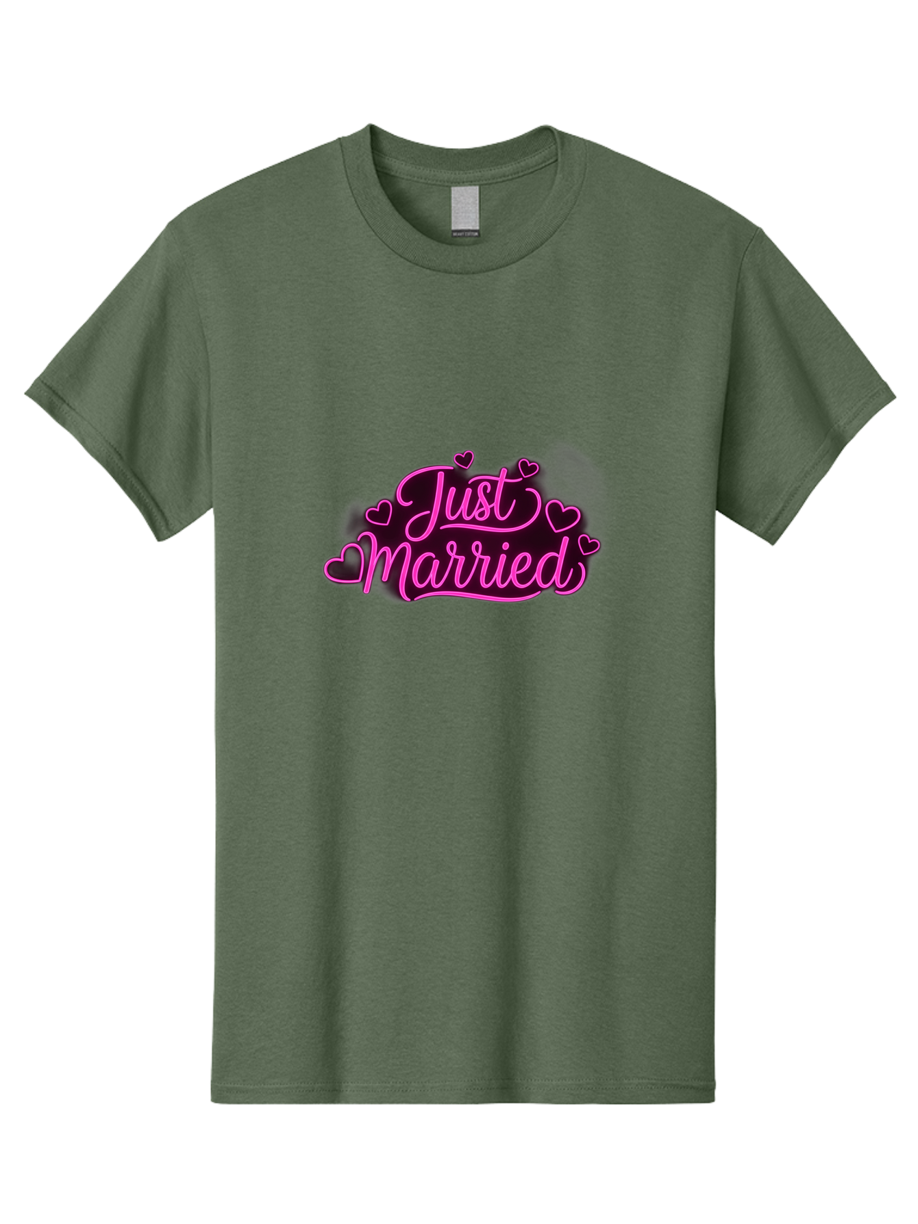 Just-Married Men'S Graphic Tee, 100% Cotton, Comfortable Casual Summer Wear, Machine Washable, Neon Pink Just Married Sign, Cursive Script, Love Hearts, Wedding Decor, Romantic Ambiance, Newlyweds, Love Symbols Baa895 25