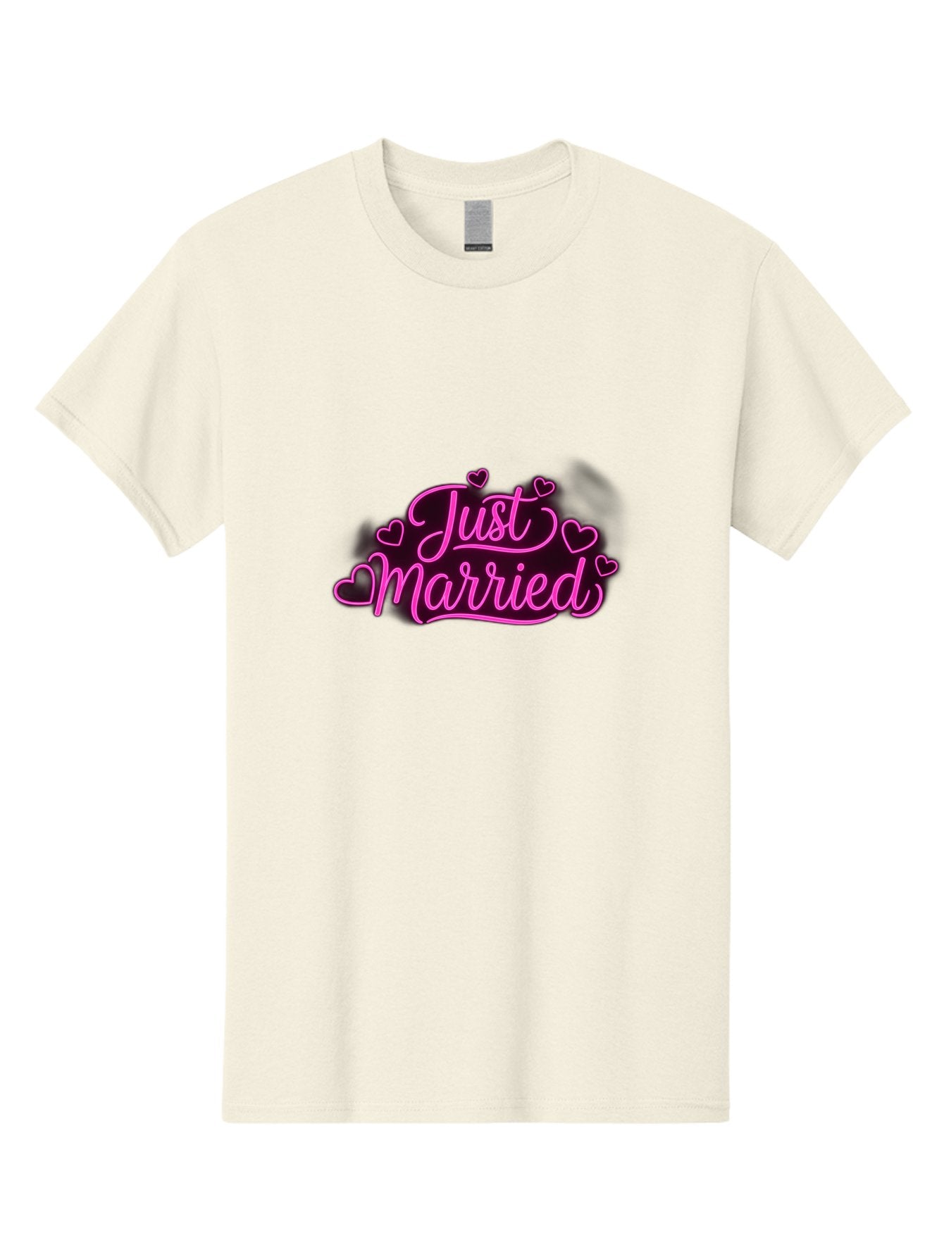 Just-Married Men'S Graphic Tee, 100% Cotton, Comfortable Casual Summer Wear, Machine Washable, Neon Pink Just Married Sign, Cursive Script, Love Hearts, Wedding Decor, Romantic Ambiance, Newlyweds, Love Symbols Baa895 12