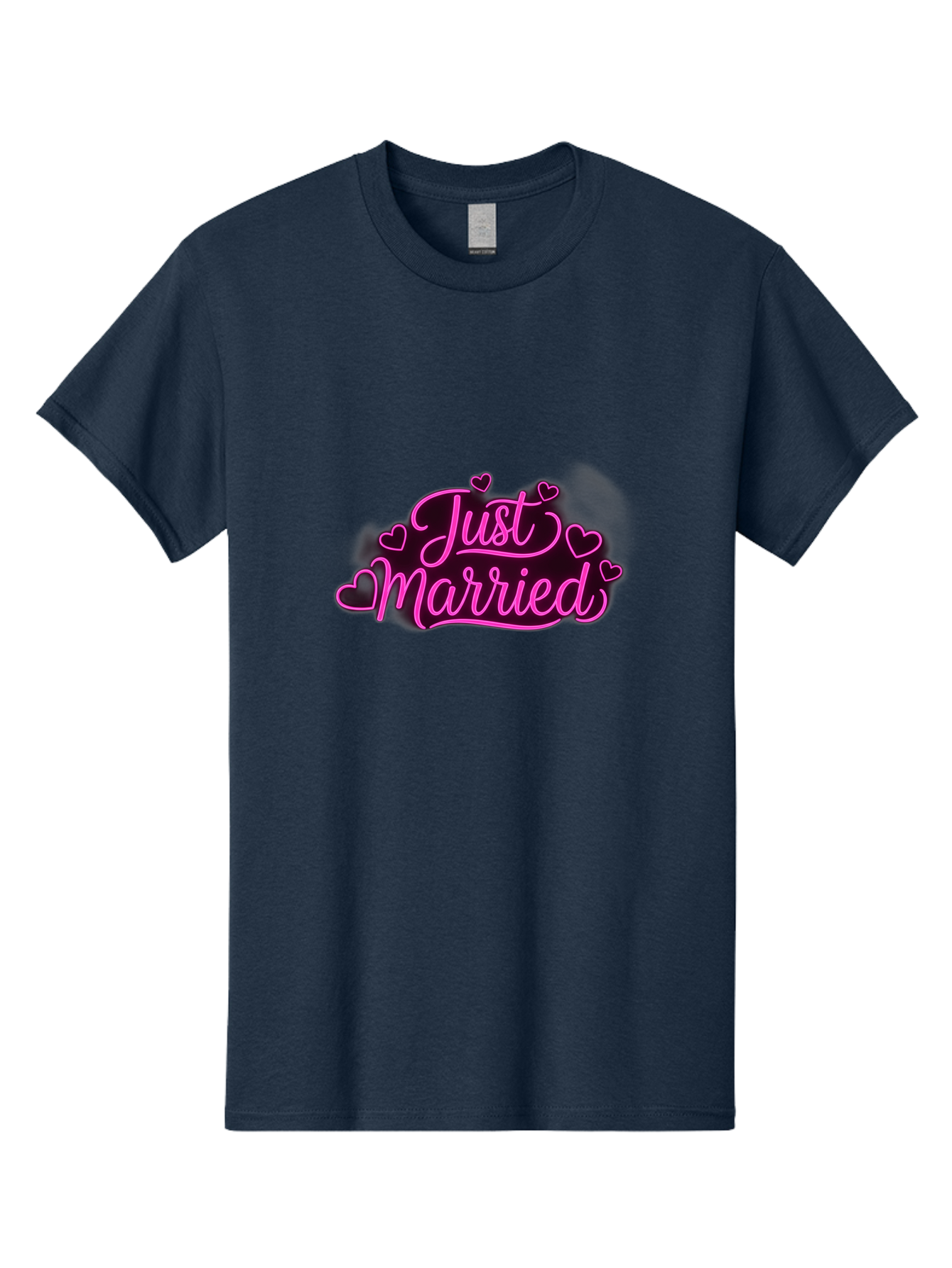 Just-Married Men'S Graphic Tee, 100% Cotton, Comfortable Casual Summer Wear, Machine Washable, Neon Pink Just Married Sign, Cursive Script, Love Hearts, Wedding Decor, Romantic Ambiance, Newlyweds, Love Symbols Baa895 19