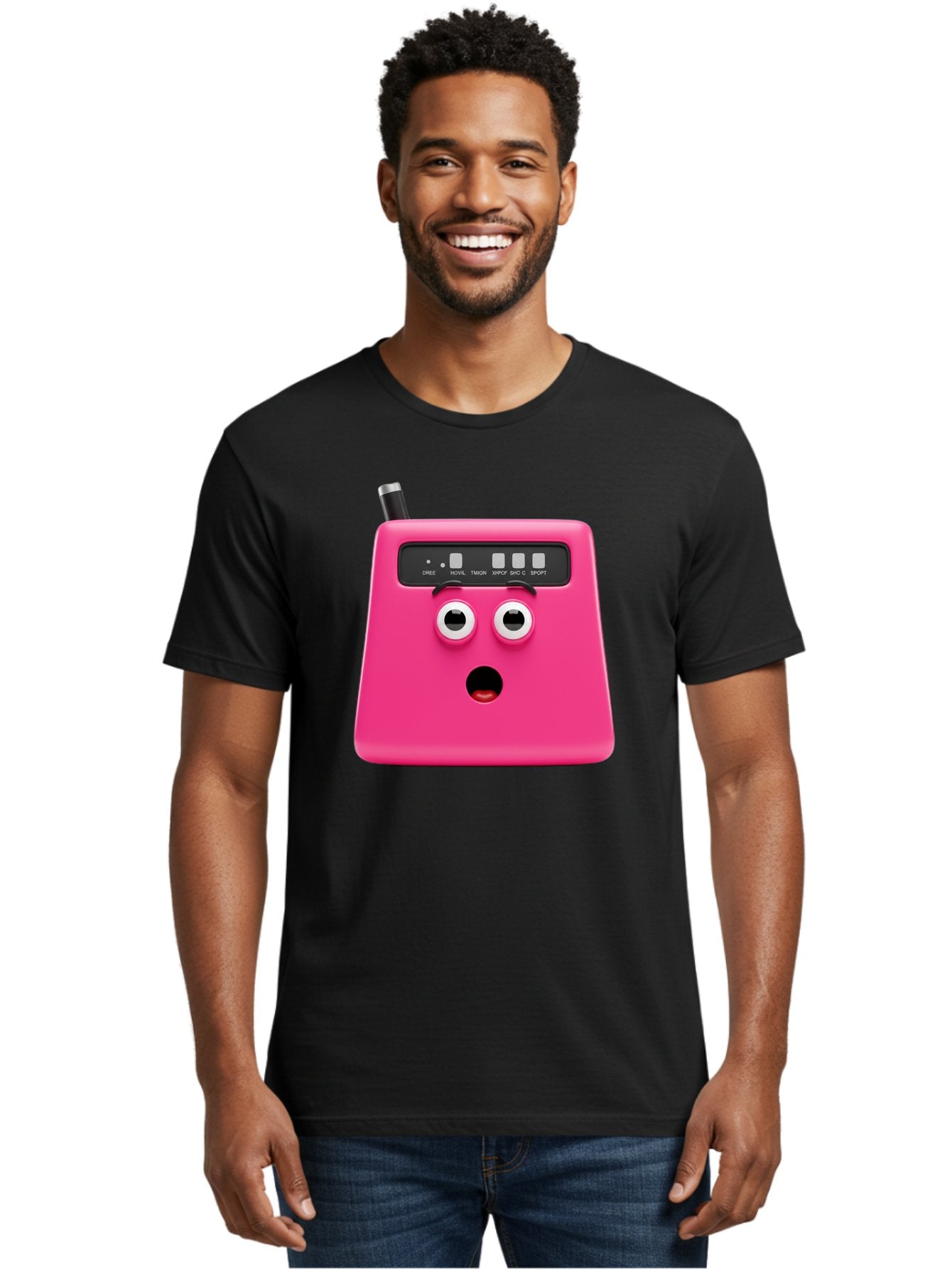 Kandou-Robot Men'S Graphic Tee, 100% Cotton, Comfortable Casual Summer Wear, Machine Washable, Pink Robot, Cute Face, Control Panel, Futuristic, Robotic Eyes, Tech Gadget, Innovative Design, Robotics, Electronic Device, Modern Technology Baa896 19