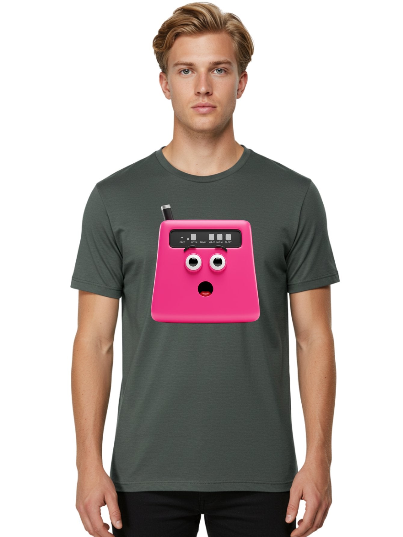 Kandou-Robot Men'S Graphic Tee, 100% Cotton, Comfortable Casual Summer Wear, Machine Washable, Pink Robot, Cute Face, Control Panel, Futuristic, Robotic Eyes, Tech Gadget, Innovative Design, Robotics, Electronic Device, Modern Technology Baa896 26