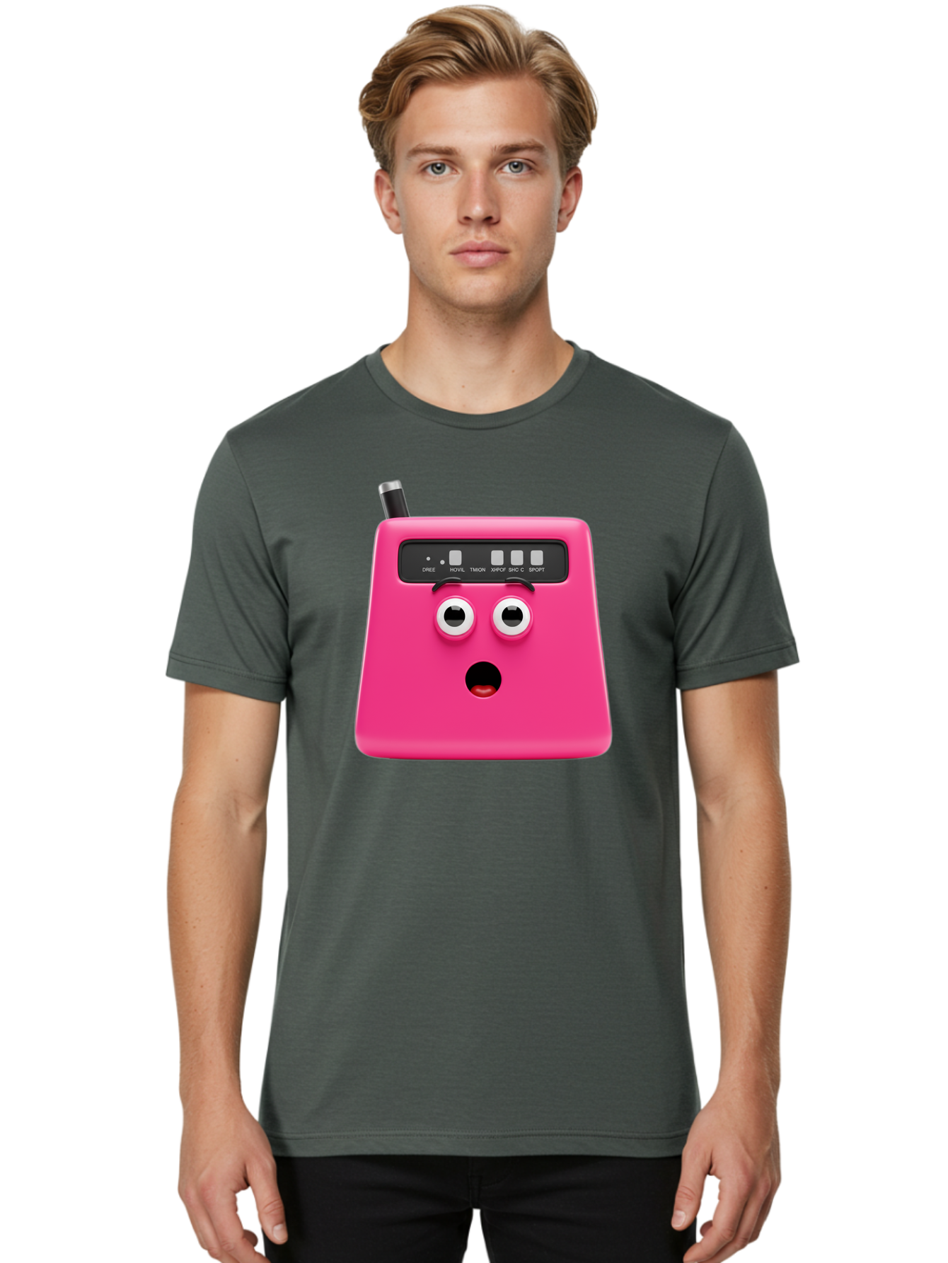 Kandou-Robot Men'S Graphic Tee, 100% Cotton, Comfortable Casual Summer Wear, Machine Washable, Pink Robot, Cute Face, Control Panel, Futuristic, Robotic Eyes, Tech Gadget, Innovative Design, Robotics, Electronic Device, Modern Technology Baa896 10