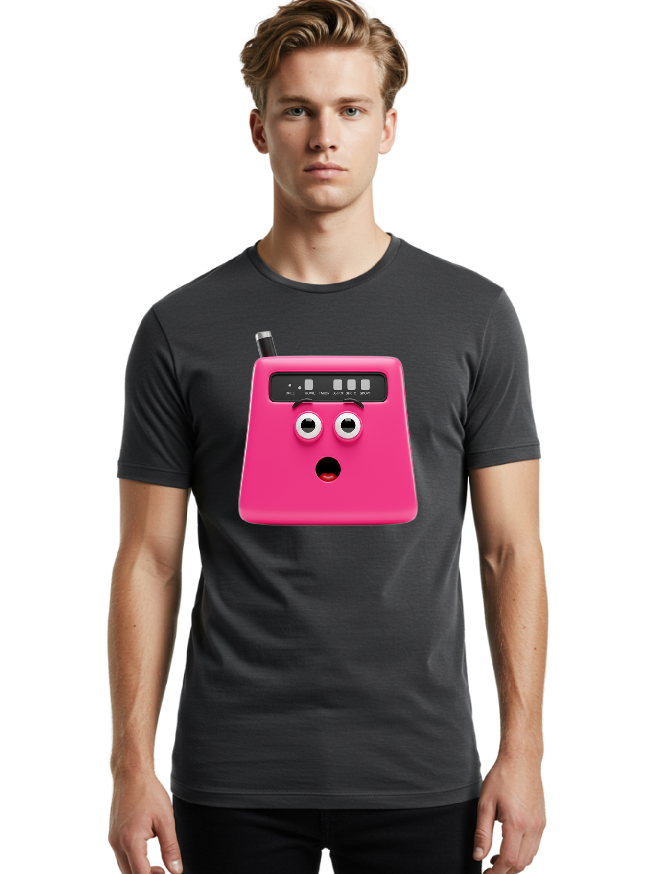 Kandou-Robot Men'S Graphic Tee, 100% Cotton, Comfortable Casual Summer Wear, Machine Washable, Pink Robot, Cute Face, Control Panel, Futuristic, Robotic Eyes, Tech Gadget, Innovative Design, Robotics, Electronic Device, Modern Technology Baa896 28