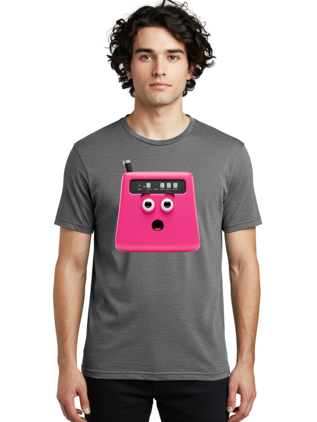 Kandou-Robot Men'S Graphic Tee, 100% Cotton, Comfortable Casual Summer Wear, Machine Washable, Pink Robot, Cute Face, Control Panel, Futuristic, Robotic Eyes, Tech Gadget, Innovative Design, Robotics, Electronic Device, Modern Technology Baa896 24
