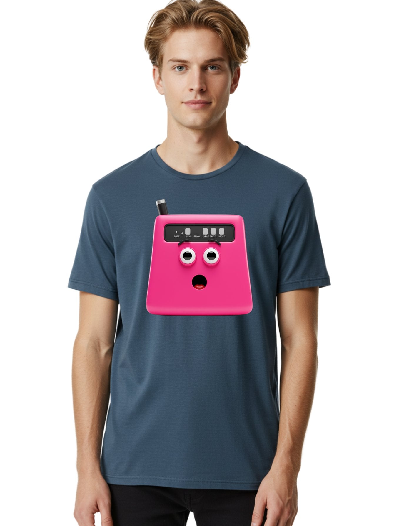 Kandou-Robot Men'S Graphic Tee, 100% Cotton, Comfortable Casual Summer Wear, Machine Washable, Pink Robot, Cute Face, Control Panel, Futuristic, Robotic Eyes, Tech Gadget, Innovative Design, Robotics, Electronic Device, Modern Technology Baa896 21