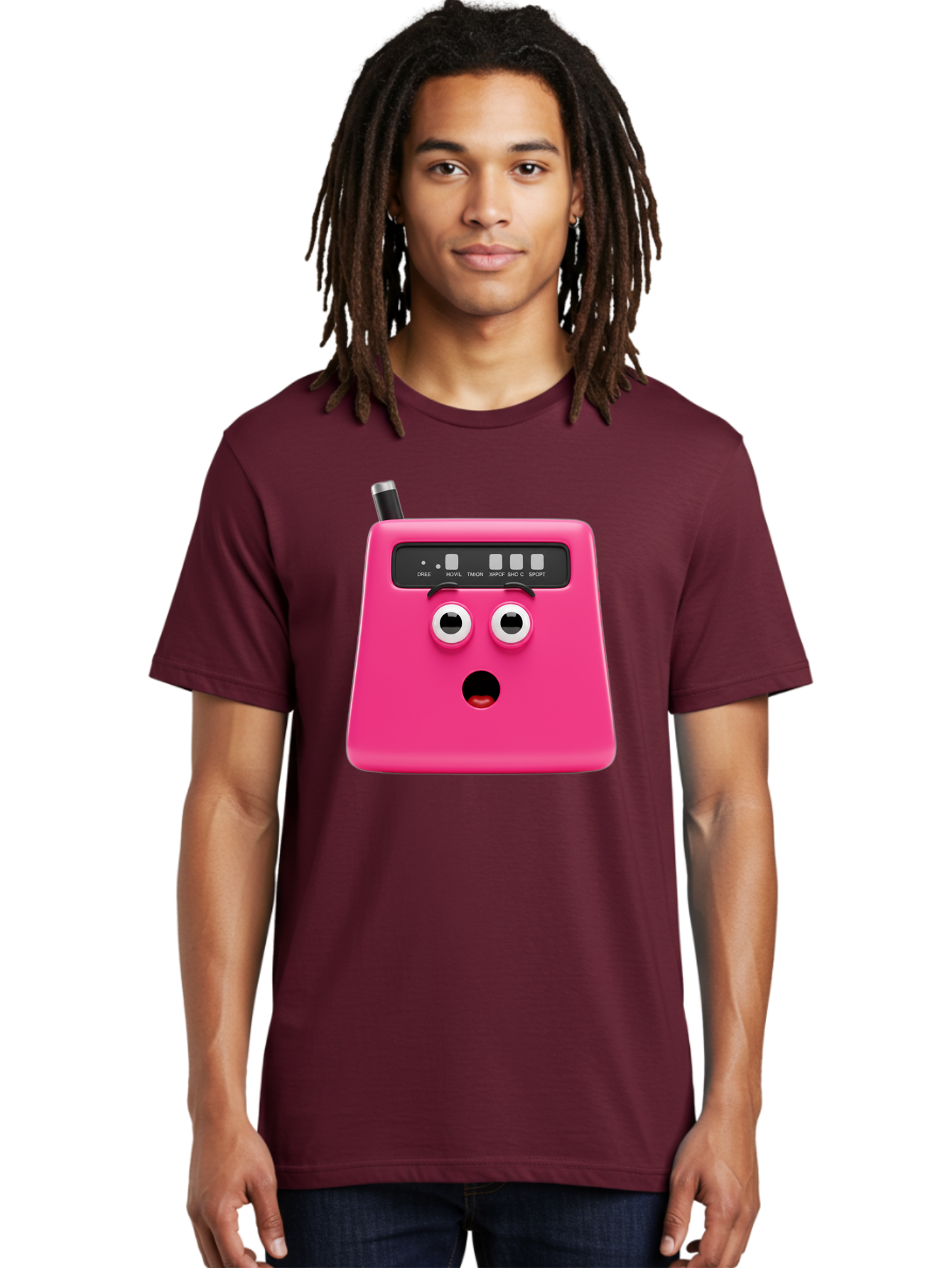 Kandou-Robot Men'S Graphic Tee, 100% Cotton, Comfortable Casual Summer Wear, Machine Washable, Pink Robot, Cute Face, Control Panel, Futuristic, Robotic Eyes, Tech Gadget, Innovative Design, Robotics, Electronic Device, Modern Technology Baa896