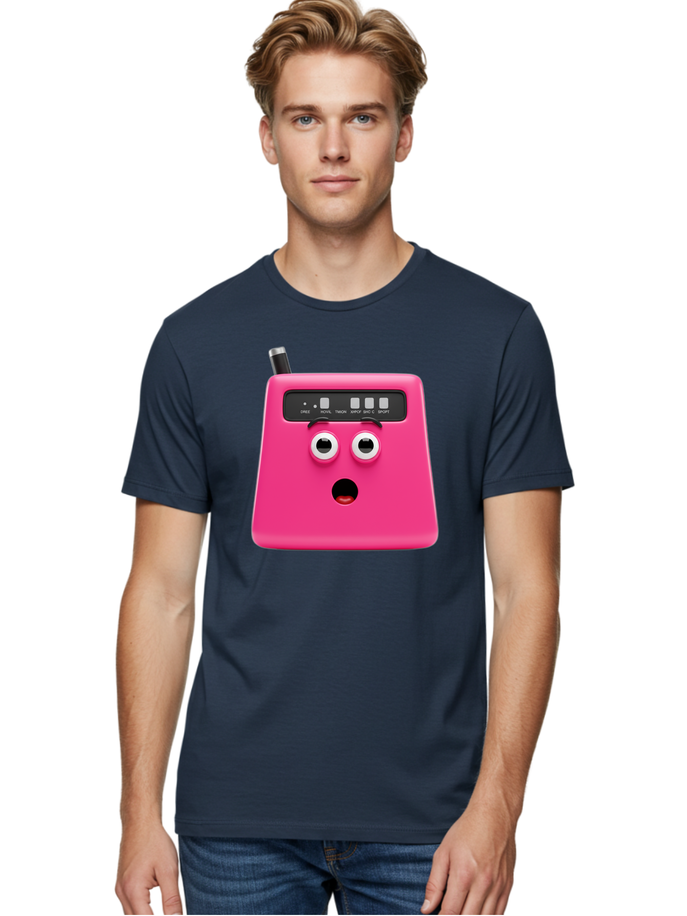Kandou-Robot Men'S Graphic Tee, 100% Cotton, Comfortable Casual Summer Wear, Machine Washable, Pink Robot, Cute Face, Control Panel, Futuristic, Robotic Eyes, Tech Gadget, Innovative Design, Robotics, Electronic Device, Modern Technology Baa896 6
