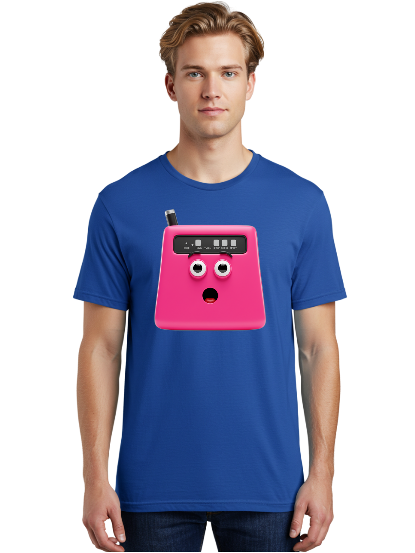 Kandou-Robot Men'S Graphic Tee, 100% Cotton, Comfortable Casual Summer Wear, Machine Washable, Pink Robot, Cute Face, Control Panel, Futuristic, Robotic Eyes, Tech Gadget, Innovative Design, Robotics, Electronic Device, Modern Technology Baa896 30