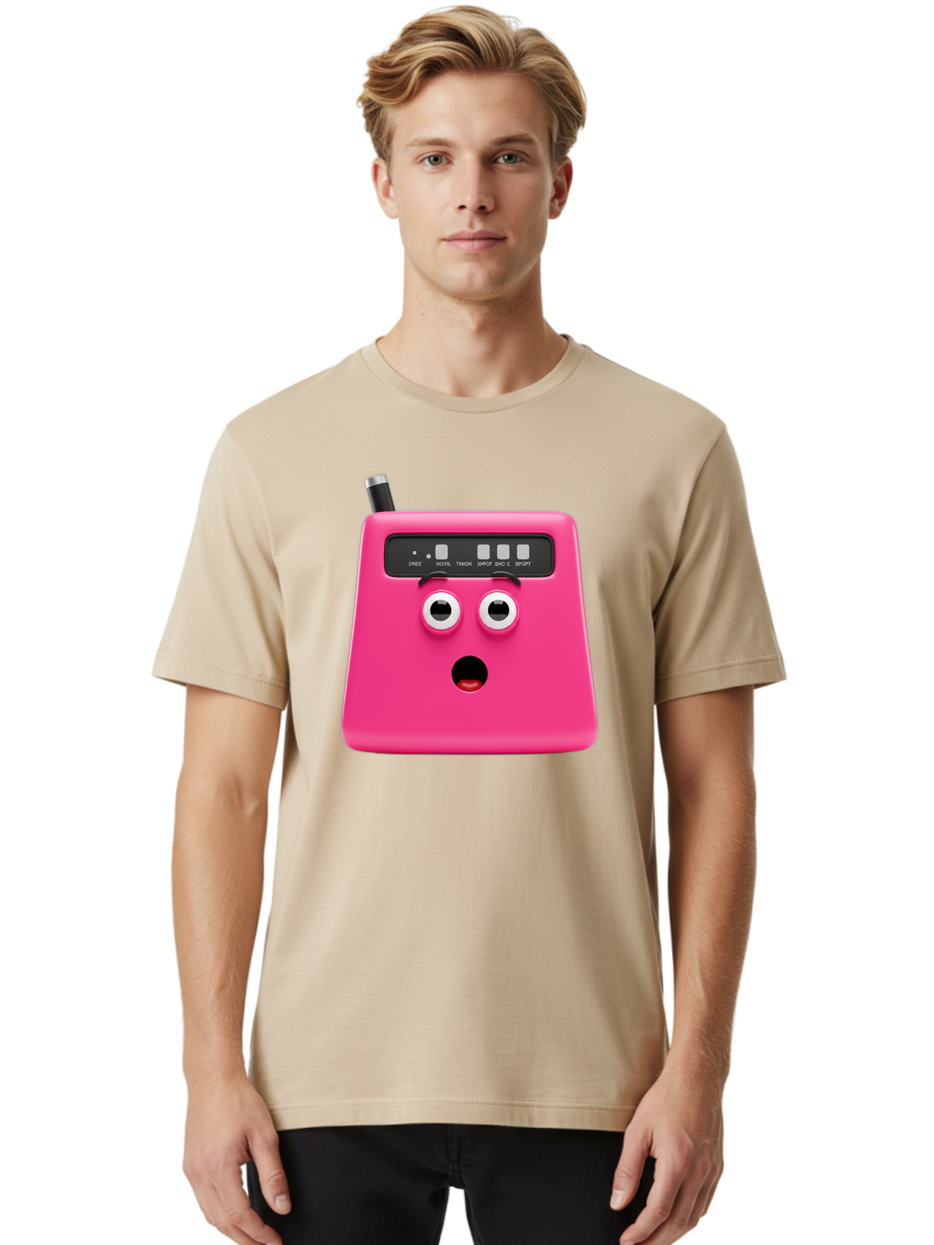 Kandou-Robot Men'S Graphic Tee, 100% Cotton, Comfortable Casual Summer Wear, Machine Washable, Pink Robot, Cute Face, Control Panel, Futuristic, Robotic Eyes, Tech Gadget, Innovative Design, Robotics, Electronic Device, Modern Technology Baa896 4