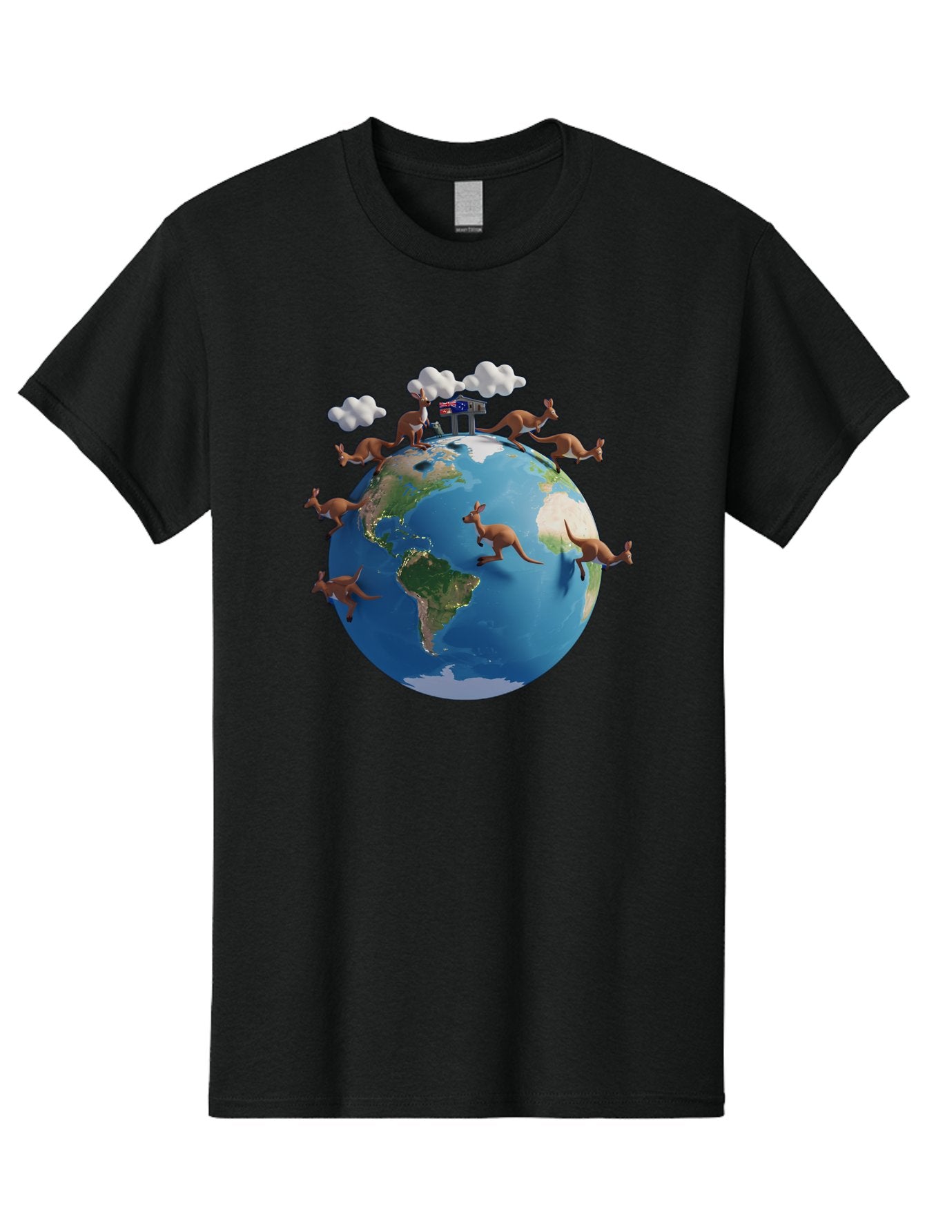Kangaroos-On-Globe Men'S Graphic Tee, 100% Cotton, Comfortable Casual Summer Wear, Machine Washable, Kangaroos Jumping Around The World, Earth From Space, Global Unity, Playful Wildlife, Marsupials, International Friendship, Africa, Baa897 10
