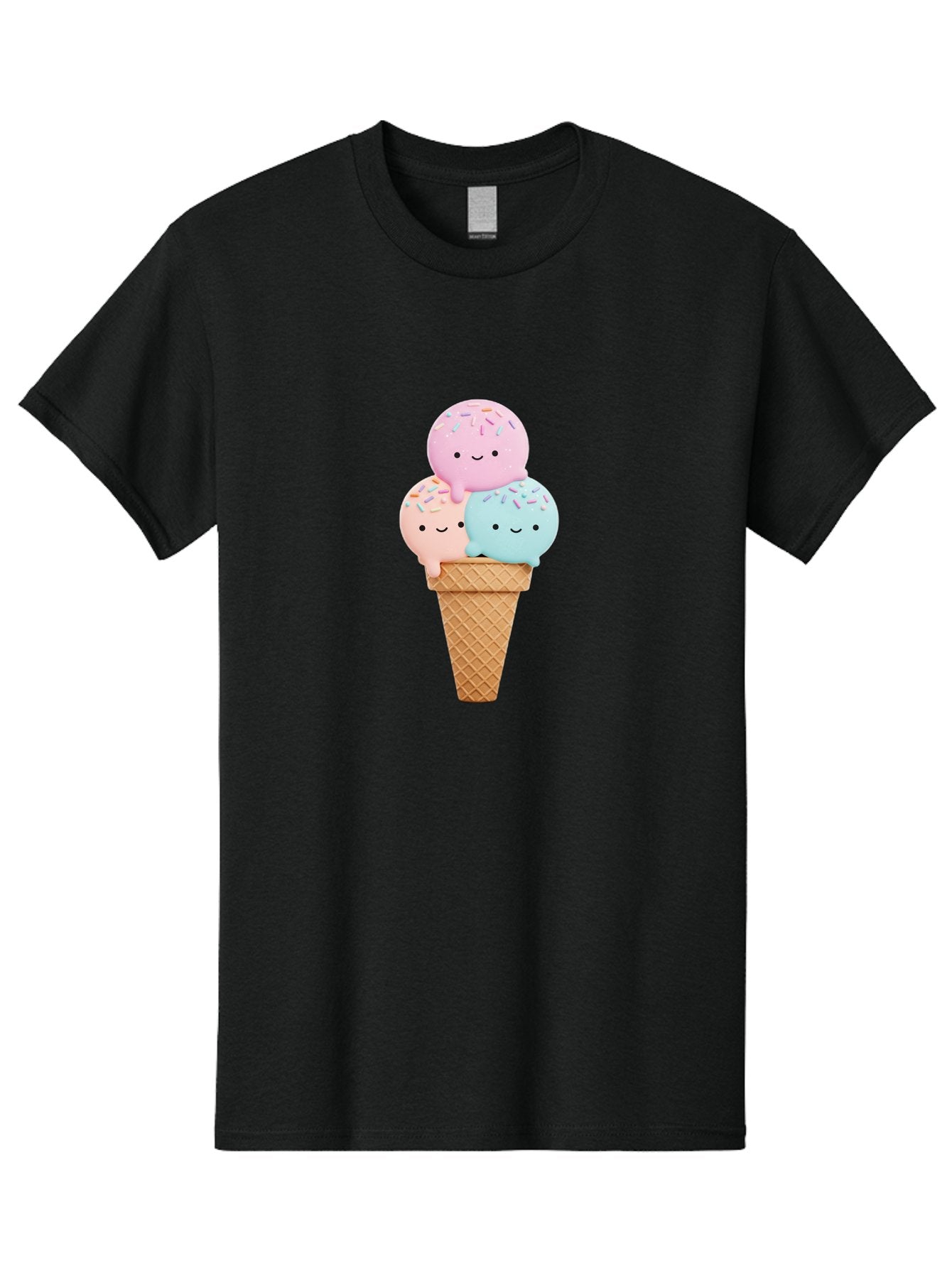 Kawaii-Ice-Cream Men'S Graphic Tee, 100% Cotton, Comfortable Casual Summer Wear, Machine Washable, Ice Cream Cone, Colorful Ice Cream, Cute Cartoon Characters, Pastel Colors, Sprinkles, Smiling Faces, Sweet Treats, Summertime Fun, Baa898 10
