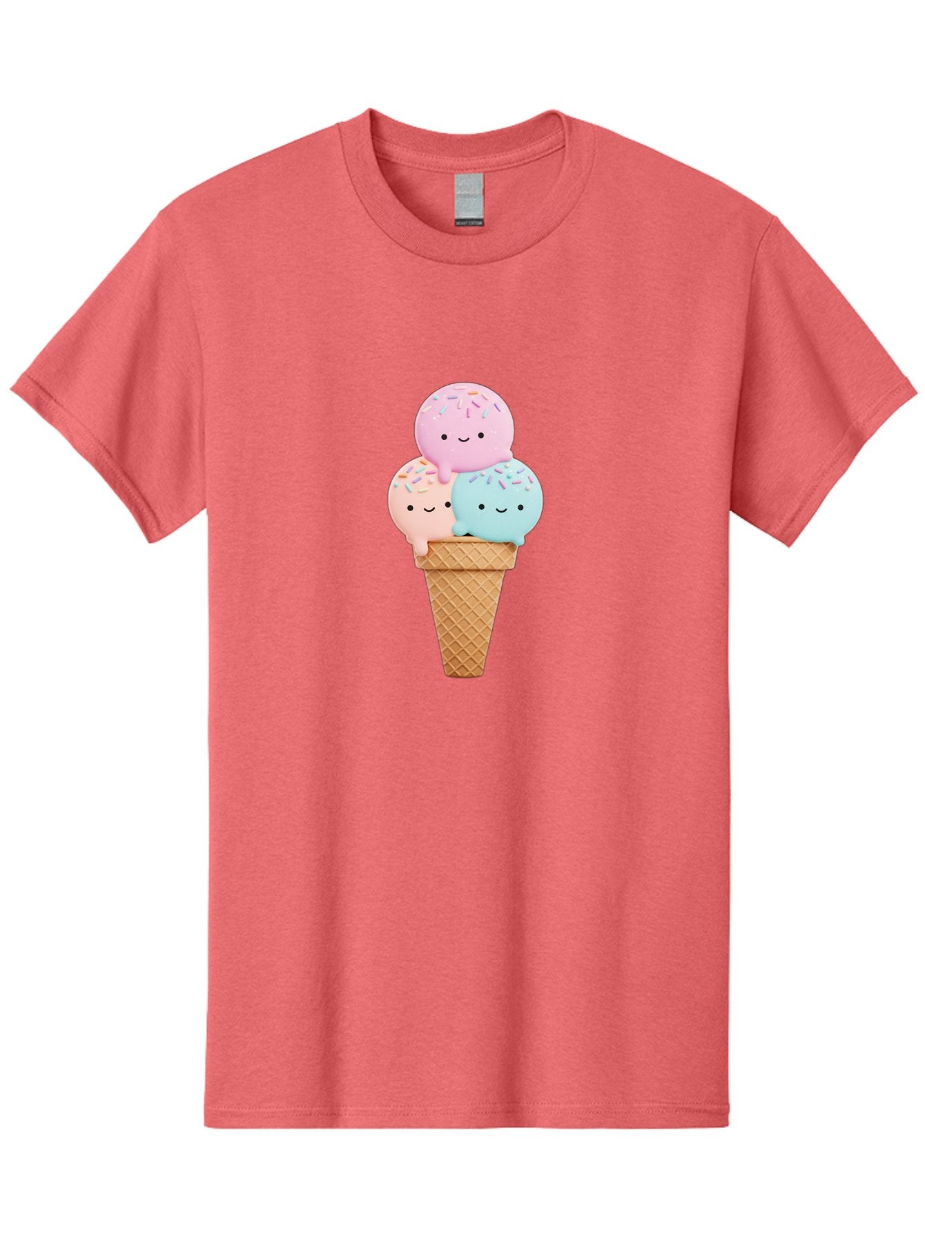 Kawaii-Ice-Cream Men'S Graphic Tee, 100% Cotton, Comfortable Casual Summer Wear, Machine Washable, Ice Cream Cone, Colorful Ice Cream, Cute Cartoon Characters, Pastel Colors, Sprinkles, Smiling Faces, Sweet Treats, Summertime Fun, Baa898 15