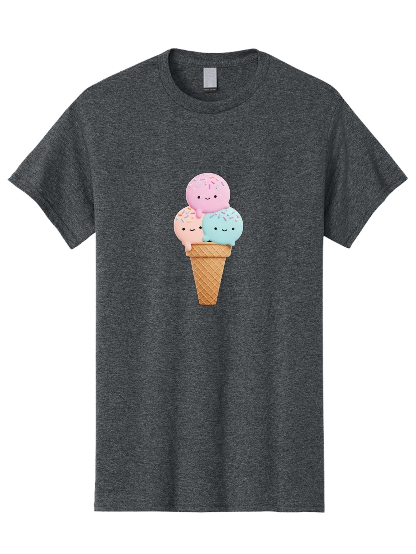 Kawaii-Ice-Cream Men'S Graphic Tee, 100% Cotton, Comfortable Casual Summer Wear, Machine Washable, Ice Cream Cone, Colorful Ice Cream, Cute Cartoon Characters, Pastel Colors, Sprinkles, Smiling Faces, Sweet Treats, Summertime Fun, Baa898 14