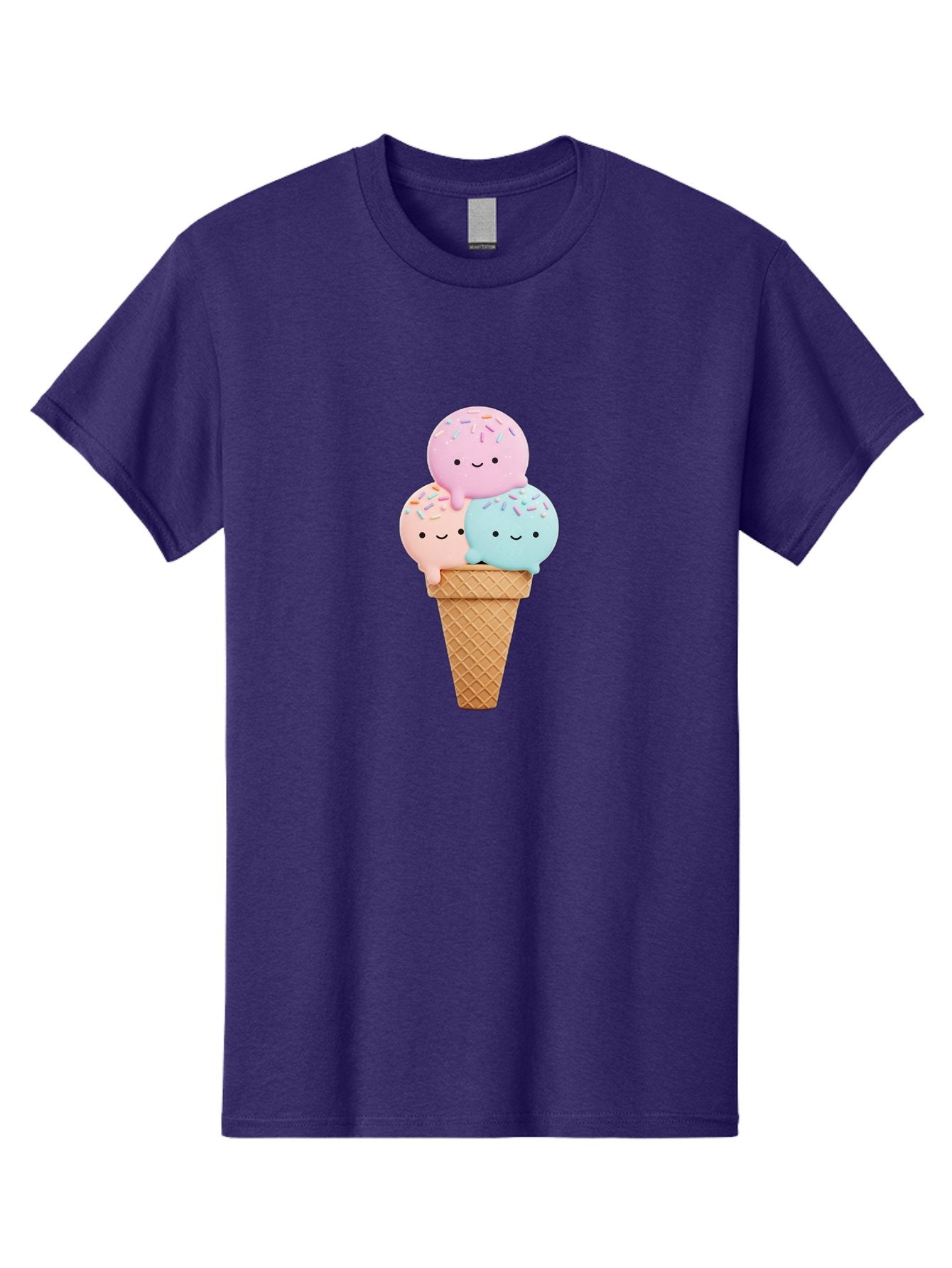 Kawaii-Ice-Cream Men'S Graphic Tee, 100% Cotton, Comfortable Casual Summer Wear, Machine Washable, Ice Cream Cone, Colorful Ice Cream, Cute Cartoon Characters, Pastel Colors, Sprinkles, Smiling Faces, Sweet Treats, Summertime Fun, Baa898 12
