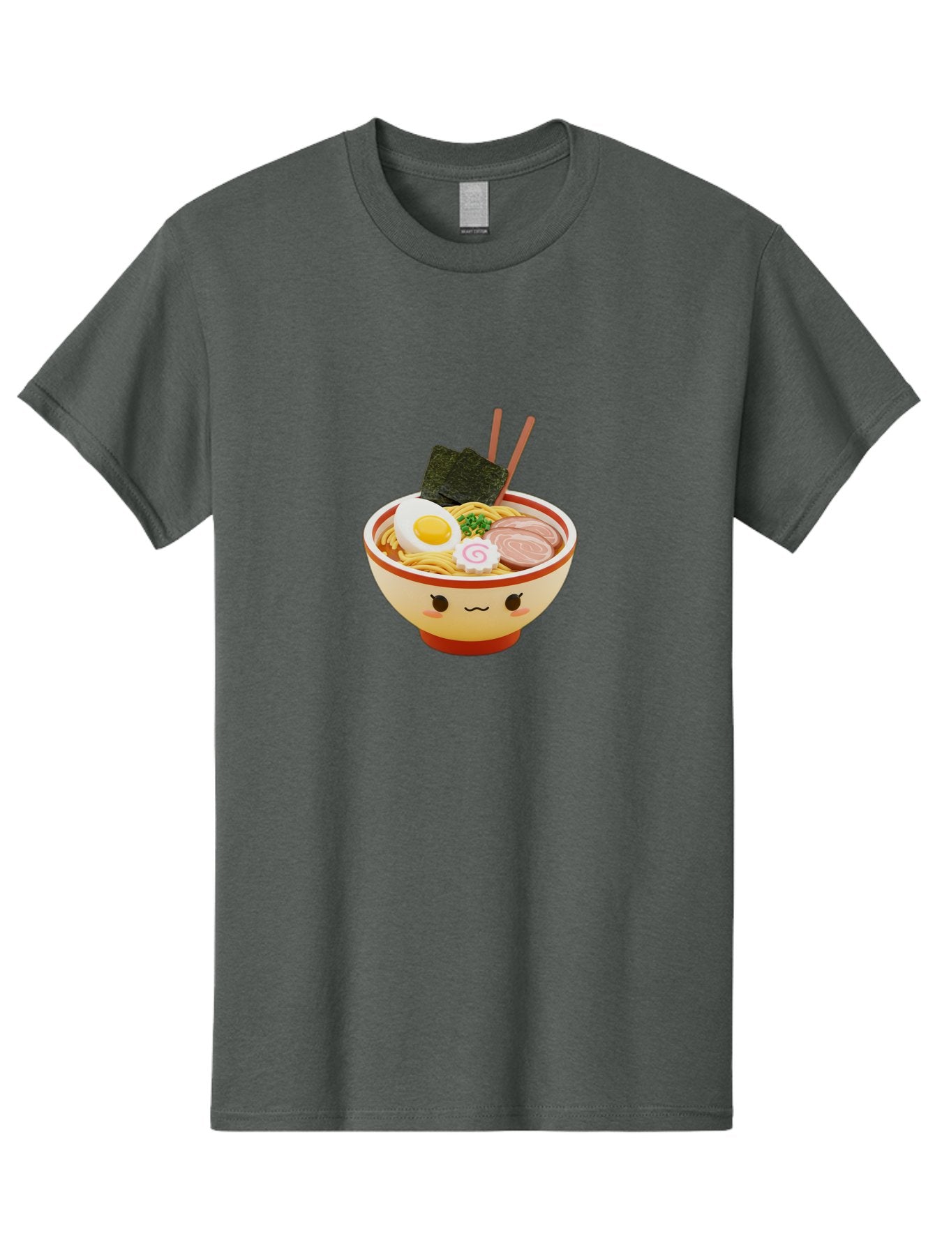 Kawaii-Ramen Men'S Graphic Tee, 100% Cotton, Comfortable Casual Summer Wear, Machine Washable, Cute Ramen Bowl, Cartoon Character, Kawaii Food, Noodle Soup, Boiled Egg, Seaweed, Sliced Pork, Chopsticks, Kawaii Art, Japanese Cuisine, Baa899 4