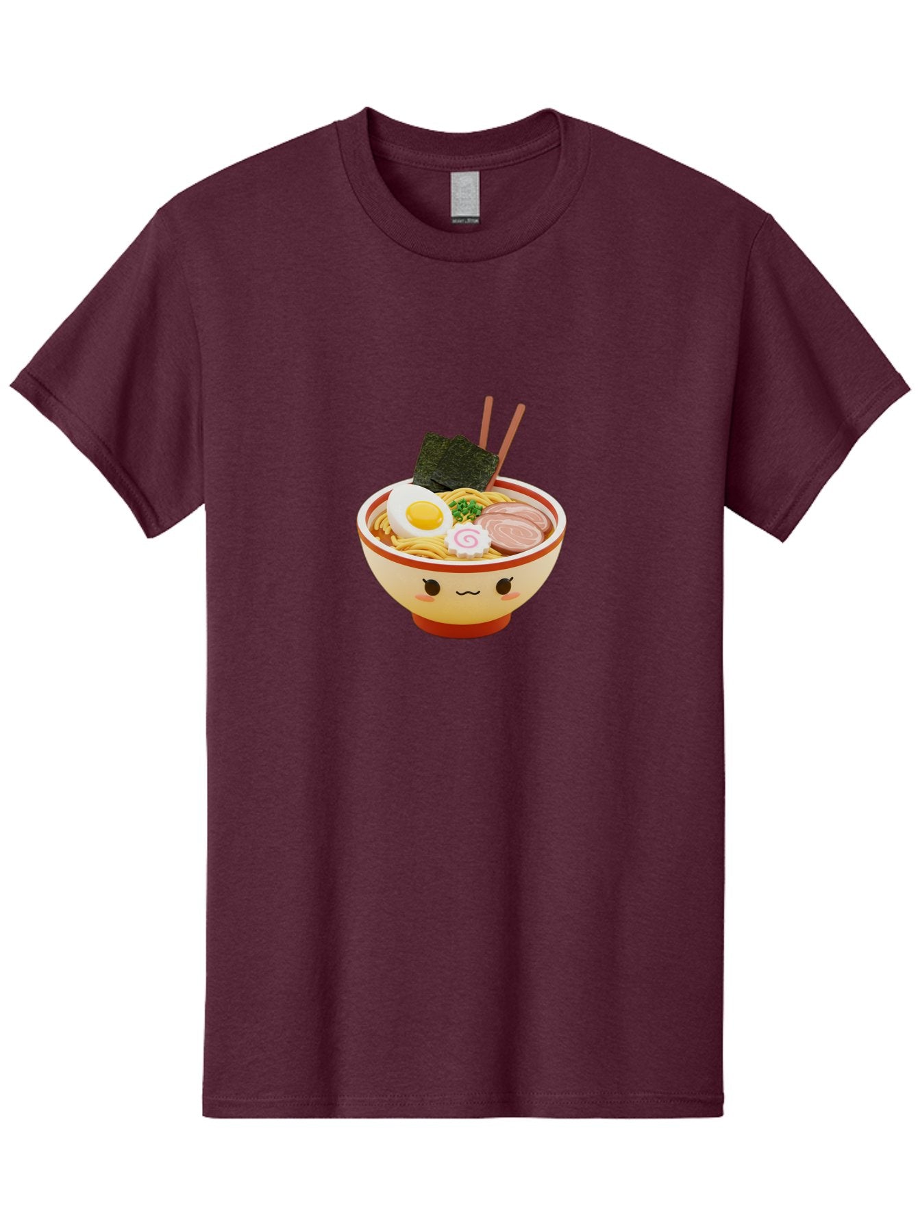 Kawaii-Ramen Men'S Graphic Tee, 100% Cotton, Comfortable Casual Summer Wear, Machine Washable, Cute Ramen Bowl, Cartoon Character, Kawaii Food, Noodle Soup, Boiled Egg, Seaweed, Sliced Pork, Chopsticks, Kawaii Art, Japanese Cuisine, Baa899 12