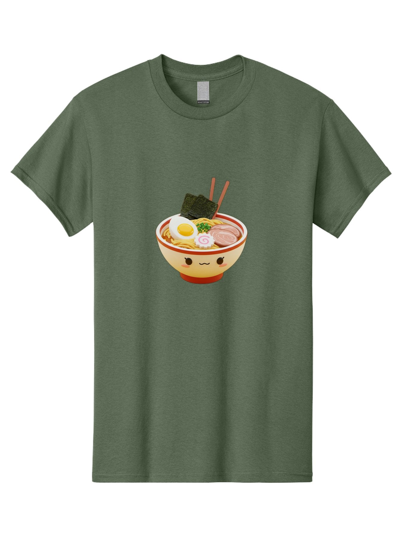 Kawaii-Ramen Men'S Graphic Tee, 100% Cotton, Comfortable Casual Summer Wear, Machine Washable, Cute Ramen Bowl, Cartoon Character, Kawaii Food, Noodle Soup, Boiled Egg, Seaweed, Sliced Pork, Chopsticks, Kawaii Art, Japanese Cuisine, Baa899 10