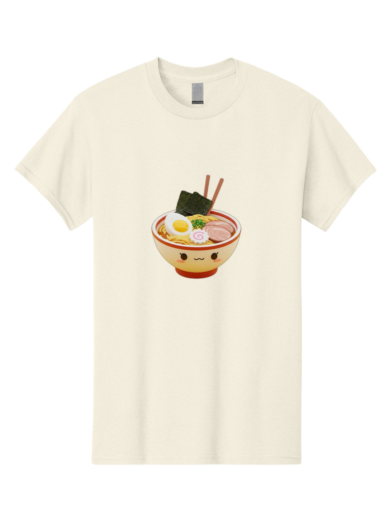 Kawaii-Ramen Men'S Graphic Tee, 100% Cotton, Comfortable Casual Summer Wear, Machine Washable, Cute Ramen Bowl, Cartoon Character, Kawaii Food, Noodle Soup, Boiled Egg, Seaweed, Sliced Pork, Chopsticks, Kawaii Art, Japanese Cuisine, Baa899 6