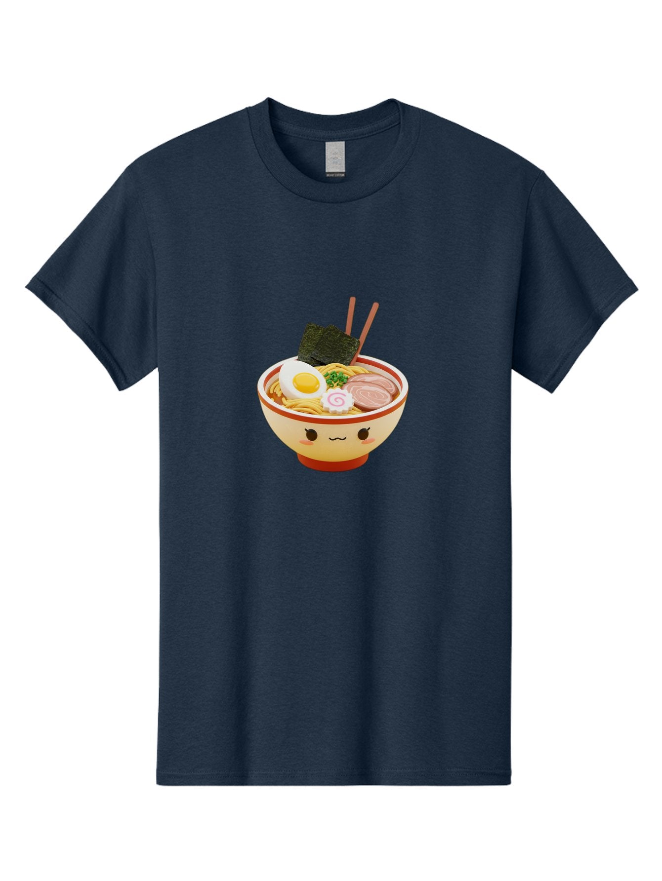 Kawaii-Ramen Men'S Graphic Tee, 100% Cotton, Comfortable Casual Summer Wear, Machine Washable, Cute Ramen Bowl, Cartoon Character, Kawaii Food, Noodle Soup, Boiled Egg, Seaweed, Sliced Pork, Chopsticks, Kawaii Art, Japanese Cuisine, Baa899 9