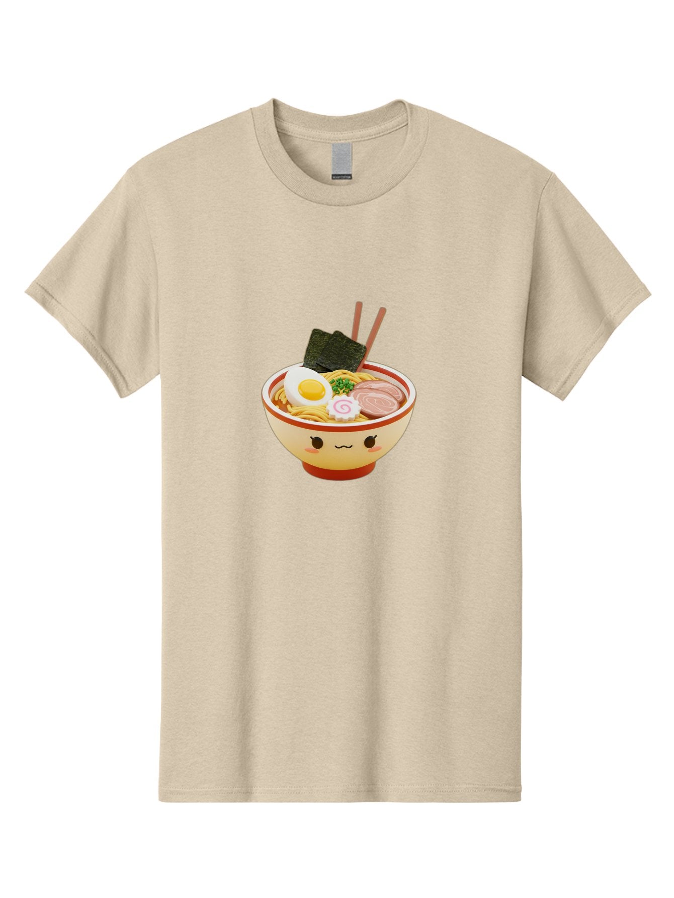 Kawaii-Ramen Men'S Graphic Tee, 100% Cotton, Comfortable Casual Summer Wear, Machine Washable, Cute Ramen Bowl, Cartoon Character, Kawaii Food, Noodle Soup, Boiled Egg, Seaweed, Sliced Pork, Chopsticks, Kawaii Art, Japanese Cuisine, Baa899 8