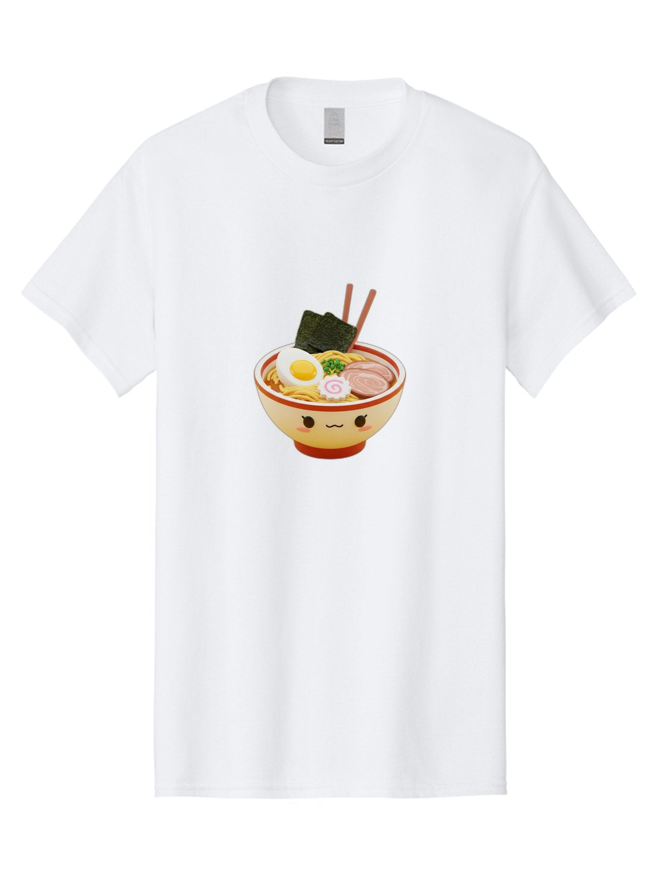 Kawaii-Ramen Men'S Graphic Tee, 100% Cotton, Comfortable Casual Summer Wear, Machine Washable, Cute Ramen Bowl, Cartoon Character, Kawaii Food, Noodle Soup, Boiled Egg, Seaweed, Sliced Pork, Chopsticks, Kawaii Art, Japanese Cuisine, Baa899 11