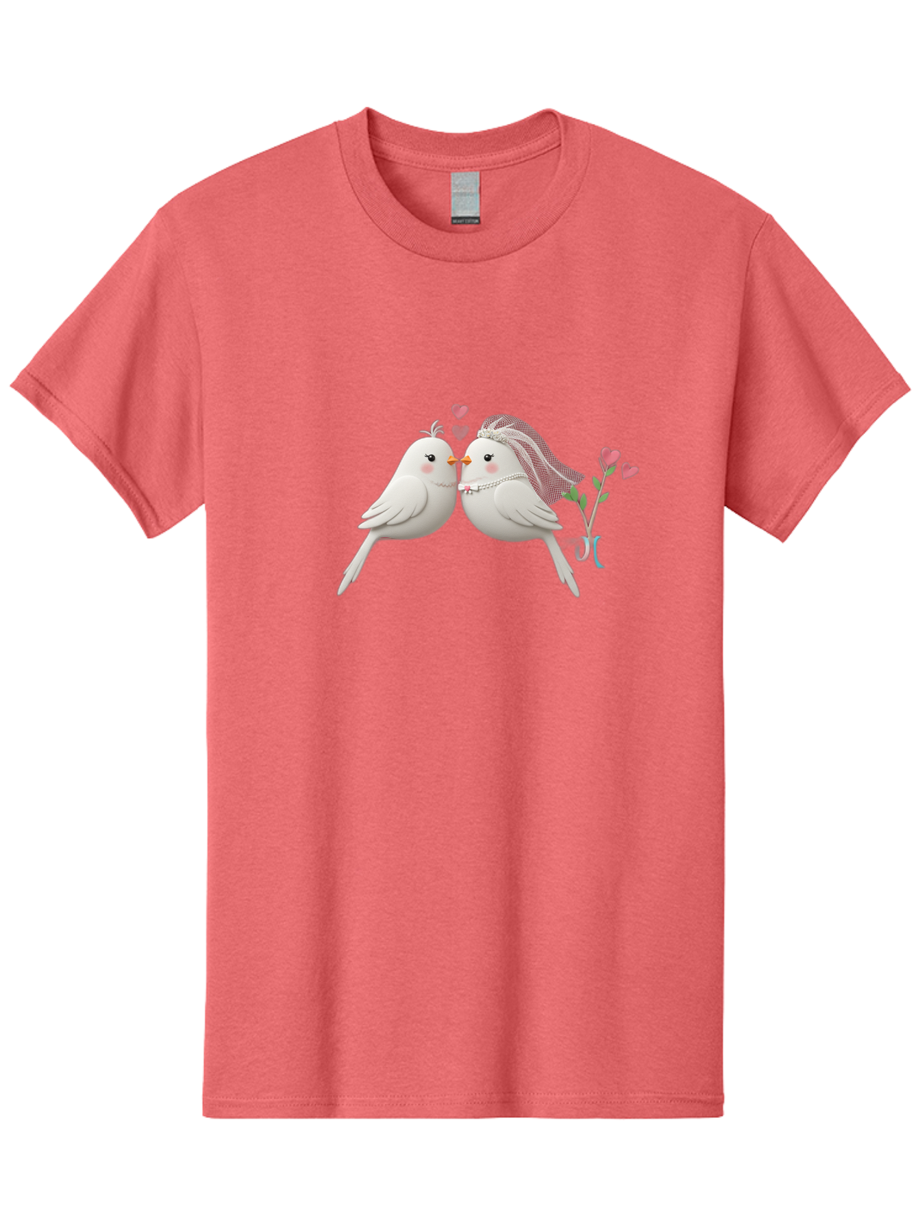 Kissing-Birds Men'S Graphic Tee, 100% Cotton, Comfortable Casual Summer Wear, Machine Washable, Wedding Birds, Couple Love Birds, Kissing Birds, Cartoon Birds, Digital Art, Cute Birds, Romance, Love, Hearts, Flowers, Wedding Theme Baa901 15