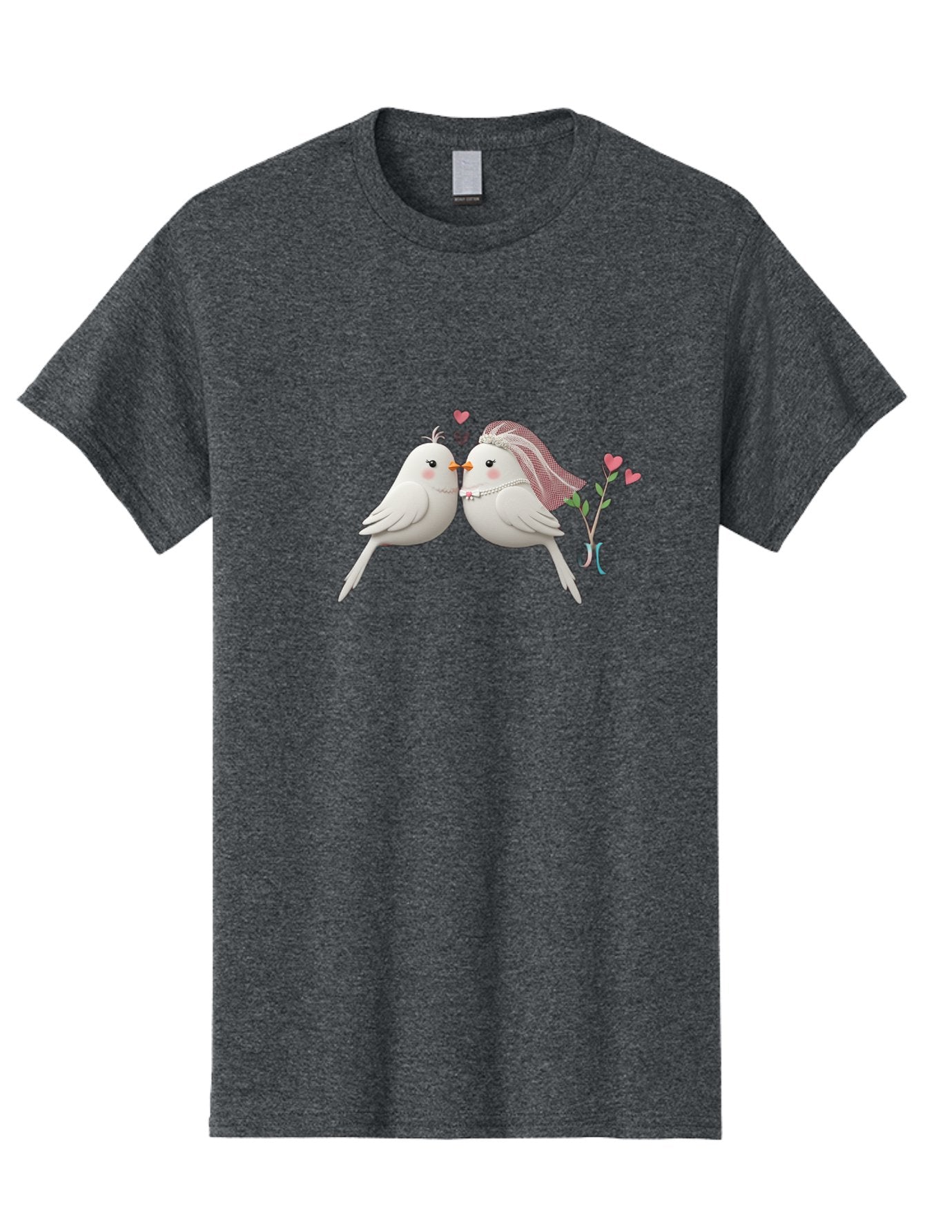 Kissing-Birds Men'S Graphic Tee, 100% Cotton, Comfortable Casual Summer Wear, Machine Washable, Wedding Birds, Couple Love Birds, Kissing Birds, Cartoon Birds, Digital Art, Cute Birds, Romance, Love, Hearts, Flowers, Wedding Theme Baa901 14