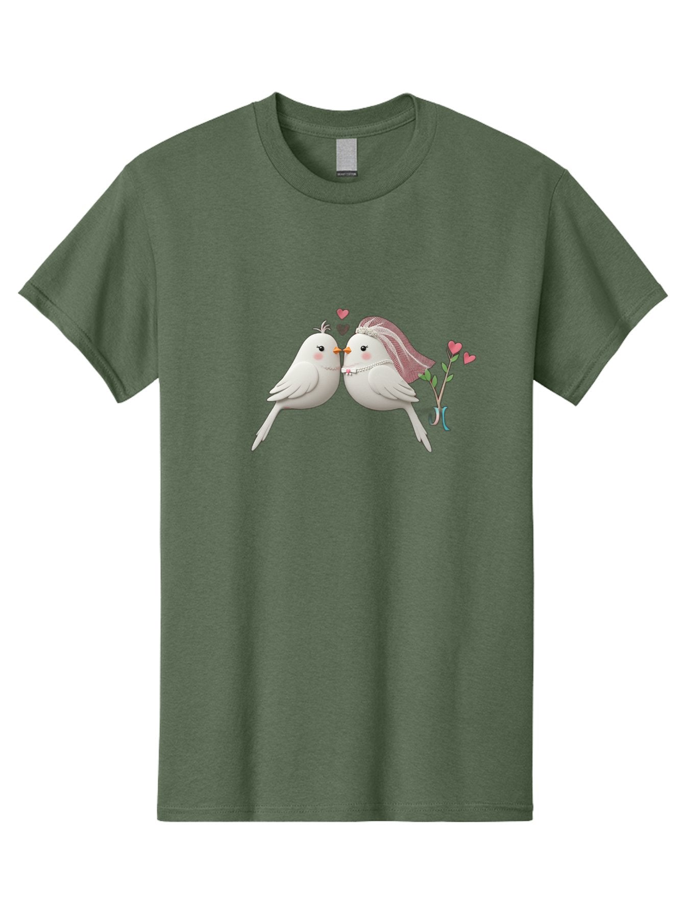 Kissing-Birds Men'S Graphic Tee, 100% Cotton, Comfortable Casual Summer Wear, Machine Washable, Wedding Birds, Couple Love Birds, Kissing Birds, Cartoon Birds, Digital Art, Cute Birds, Romance, Love, Hearts, Flowers, Wedding Theme Baa901 8