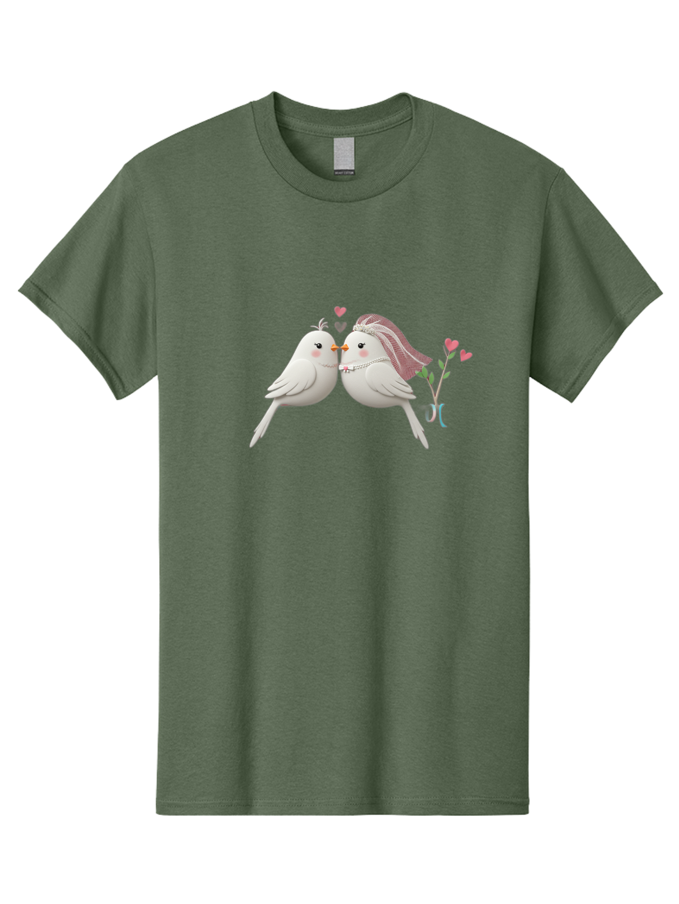 Kissing-Birds Men'S Graphic Tee, 100% Cotton, Comfortable Casual Summer Wear, Machine Washable, Wedding Birds, Couple Love Birds, Kissing Birds, Cartoon Birds, Digital Art, Cute Birds, Romance, Love, Hearts, Flowers, Wedding Theme Baa901 11