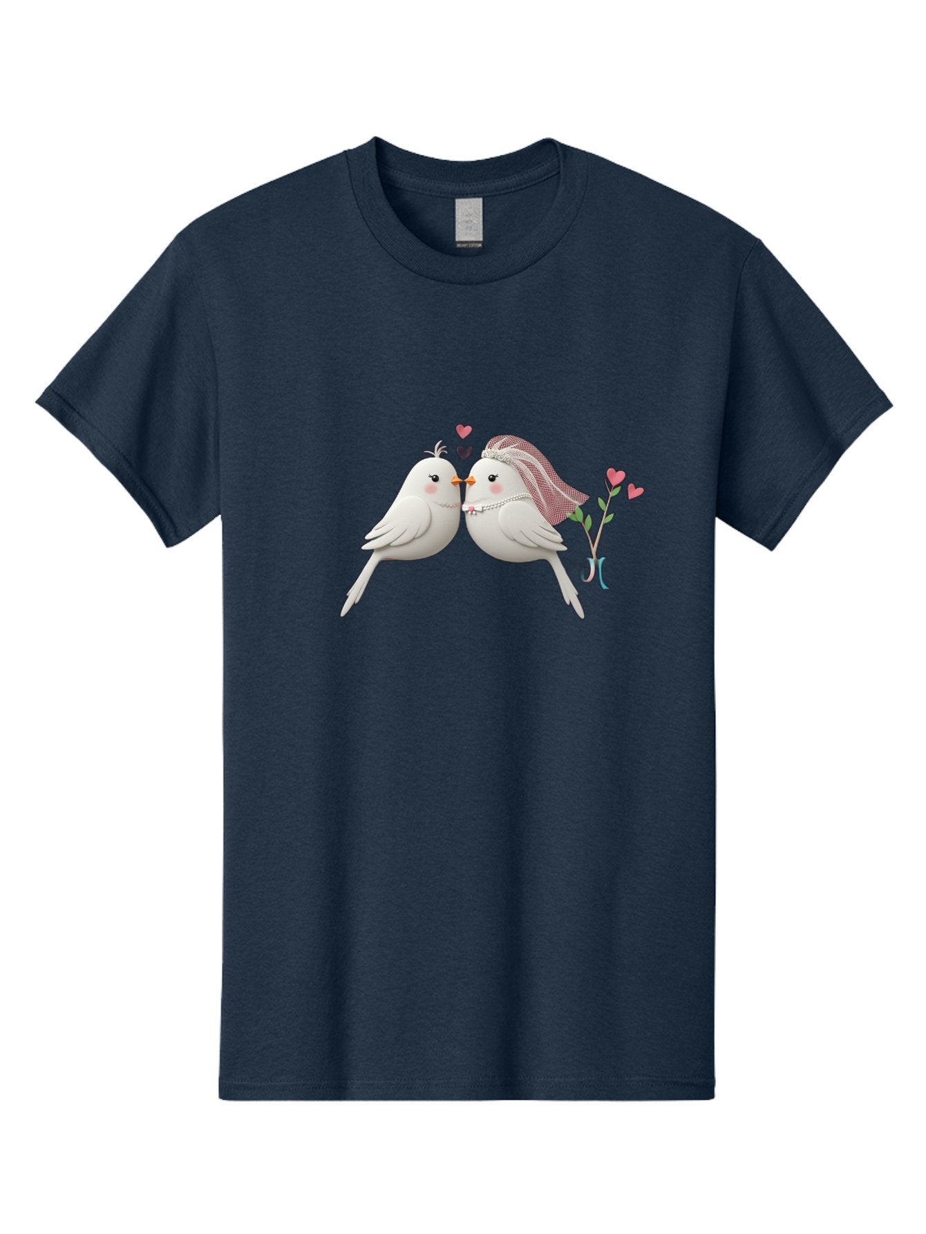 Kissing-Birds Men'S Graphic Tee, 100% Cotton, Comfortable Casual Summer Wear, Machine Washable, Wedding Birds, Couple Love Birds, Kissing Birds, Cartoon Birds, Digital Art, Cute Birds, Romance, Love, Hearts, Flowers, Wedding Theme Baa901 13