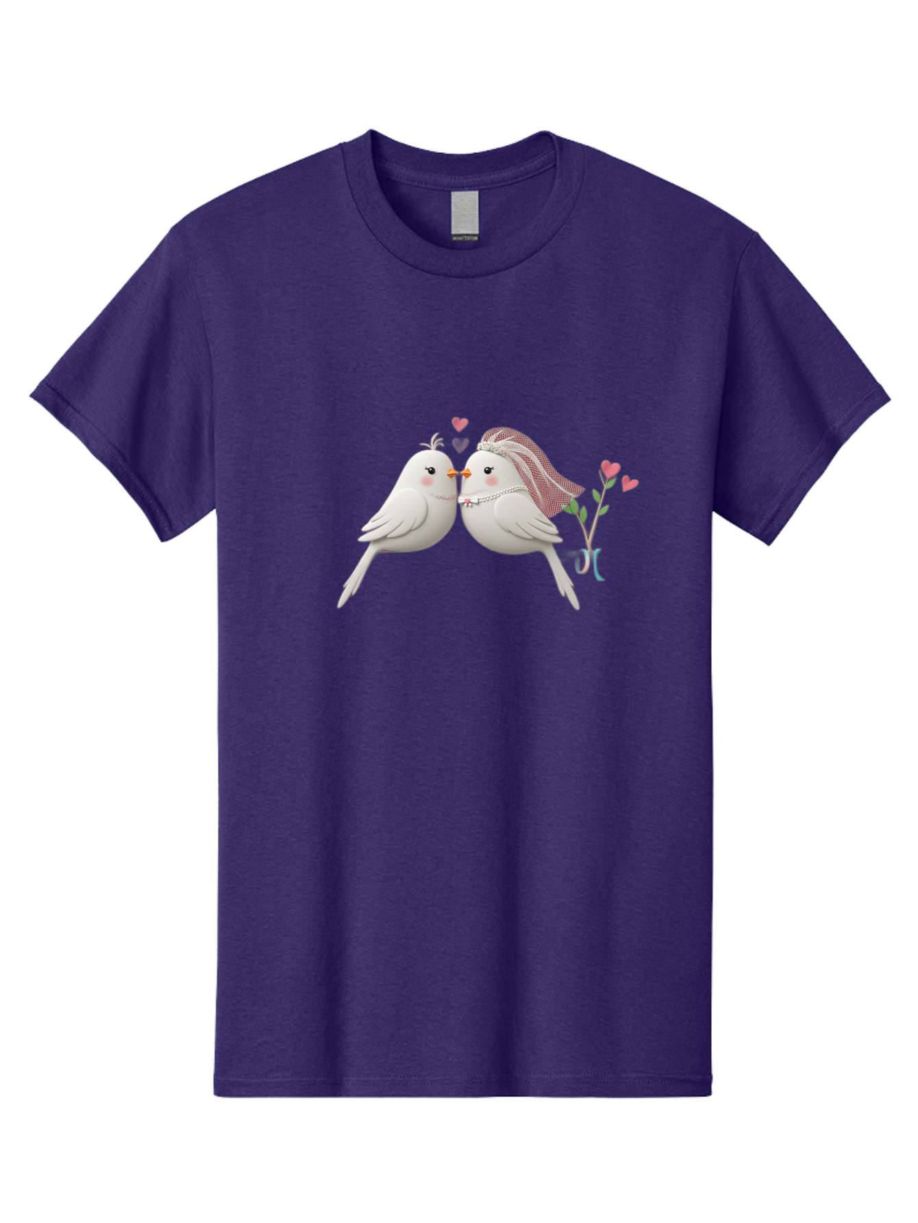 Kissing-Birds Men'S Graphic Tee, 100% Cotton, Comfortable Casual Summer Wear, Machine Washable, Wedding Birds, Couple Love Birds, Kissing Birds, Cartoon Birds, Digital Art, Cute Birds, Romance, Love, Hearts, Flowers, Wedding Theme Baa901 9