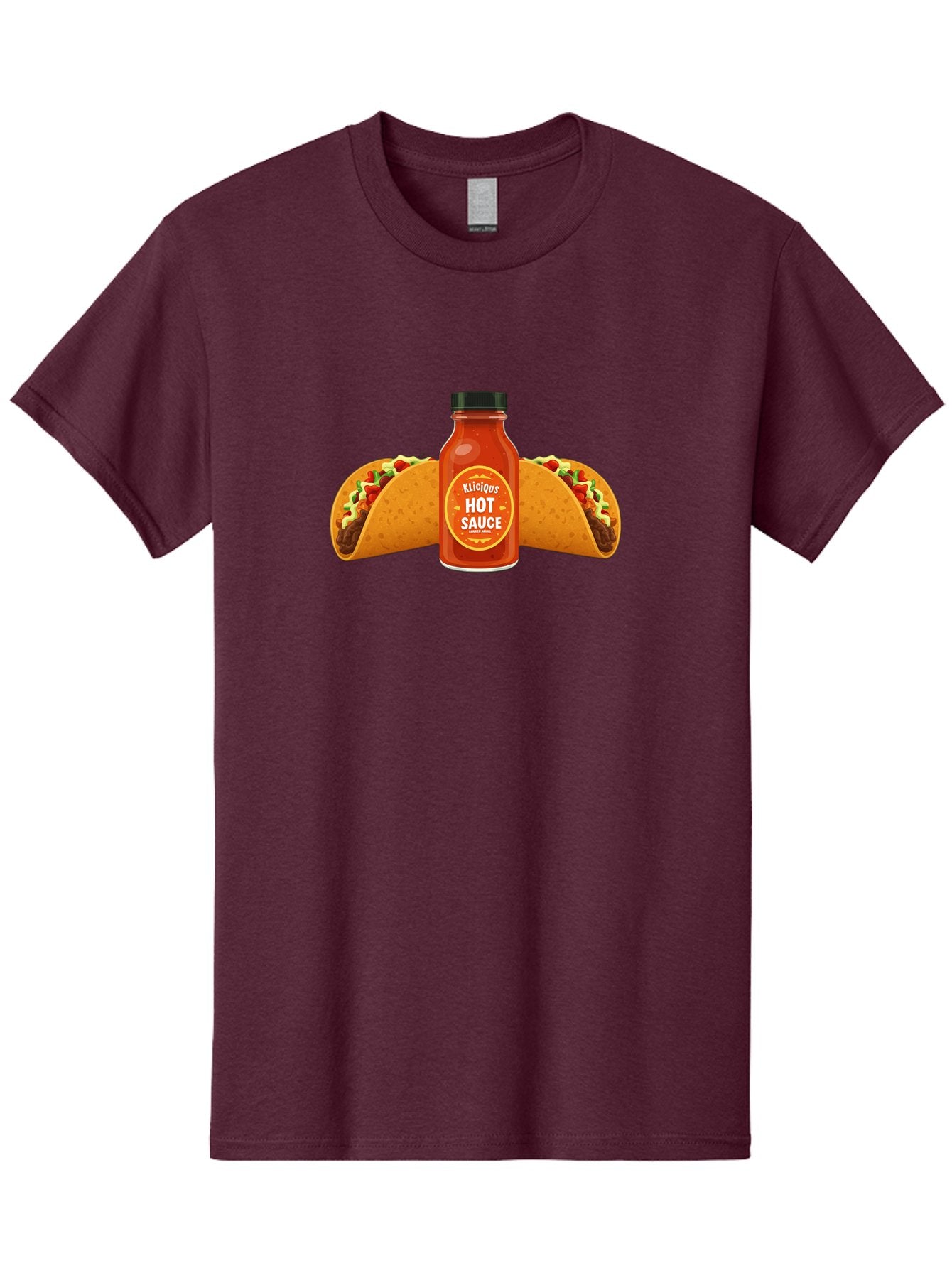 Kligius-Hot-Sauce Men'S Graphic Tee, 100% Cotton, Comfortable Casual Summer Wear, Machine Washable, Hot Sauce Bottle, Kliqius Brand, Tacos With Sauce, Spicy Food, Mexican Cuisine, Condiment, Flavorful Dishes, Foodie Favorites, Savory Delights Baa902 6