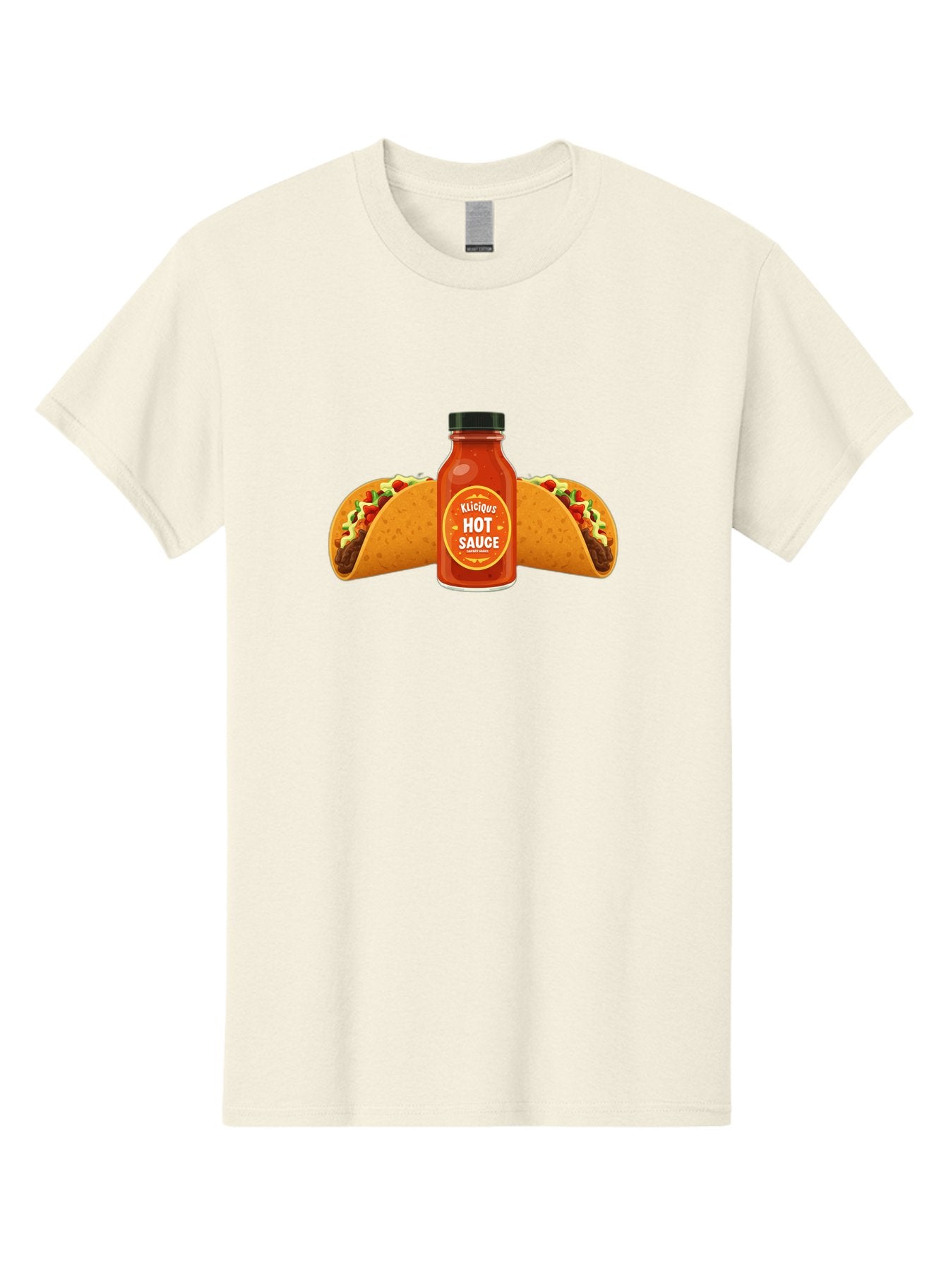 Kligius-Hot-Sauce Men'S Graphic Tee, 100% Cotton, Comfortable Casual Summer Wear, Machine Washable, Hot Sauce Bottle, Kliqius Brand, Tacos With Sauce, Spicy Food, Mexican Cuisine, Condiment, Flavorful Dishes, Foodie Favorites, Savory Delights Baa902 5