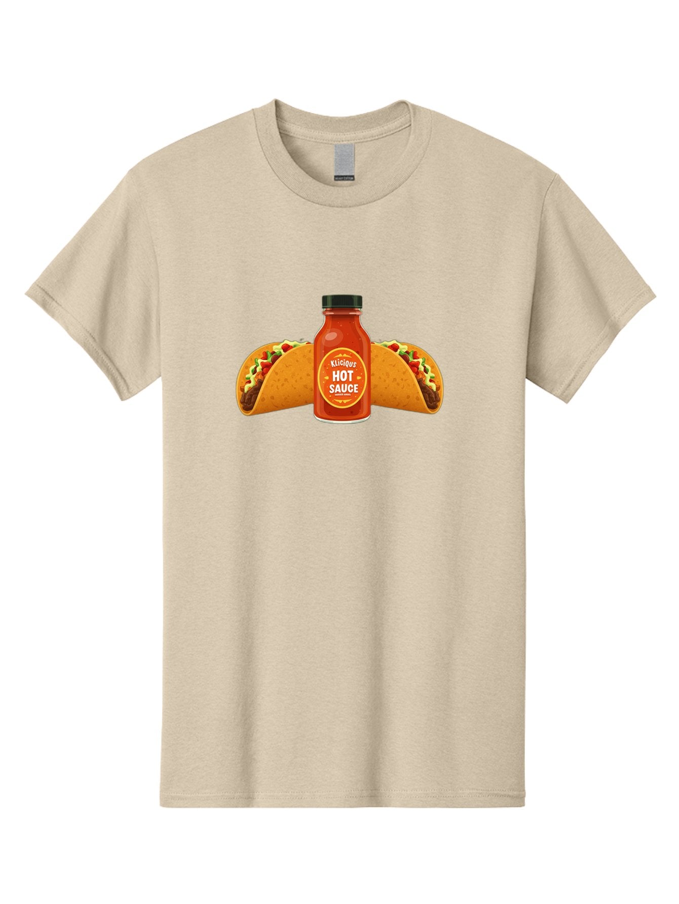 Kligius-Hot-Sauce Men'S Graphic Tee, 100% Cotton, Comfortable Casual Summer Wear, Machine Washable, Hot Sauce Bottle, Kliqius Brand, Tacos With Sauce, Spicy Food, Mexican Cuisine, Condiment, Flavorful Dishes, Foodie Favorites, Savory Delights Baa902 11