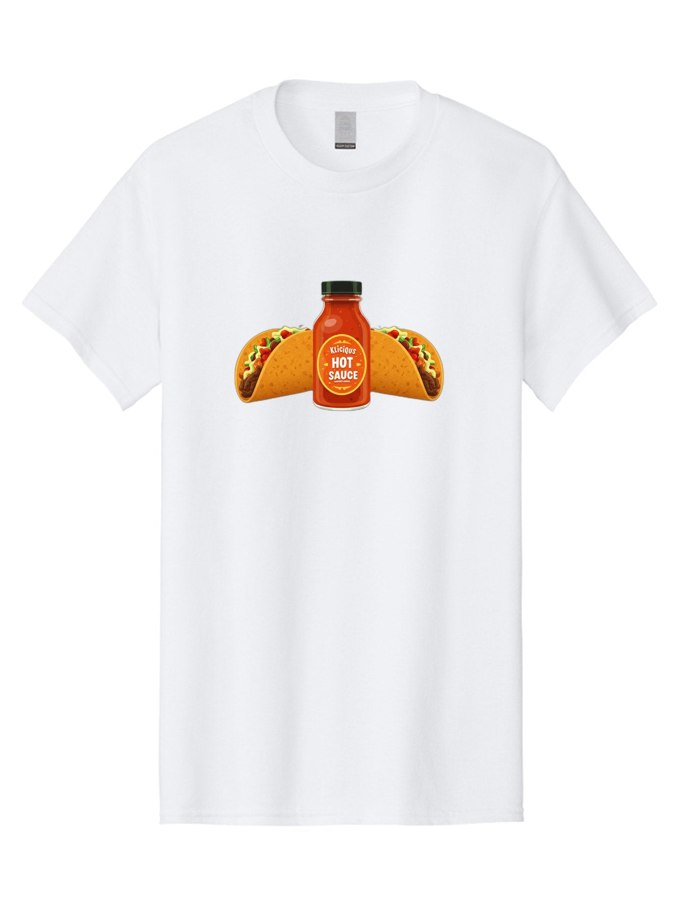 Kligius-Hot-Sauce Men'S Graphic Tee, 100% Cotton, Comfortable Casual Summer Wear, Machine Washable, Hot Sauce Bottle, Kliqius Brand, Tacos With Sauce, Spicy Food, Mexican Cuisine, Condiment, Flavorful Dishes, Foodie Favorites, Savory Delights Baa902 7