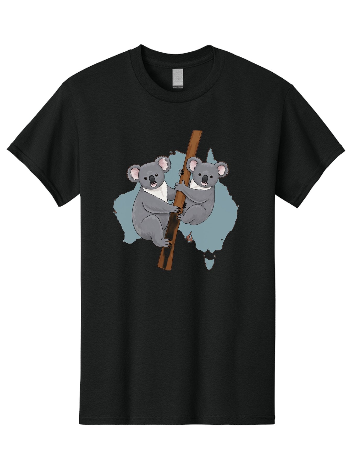 Koalas-On-Australia-Map Men'S Graphic Tee, 100% Cotton, Comfortable Casual Summer Wear, Machine Washable, Koalas Climbing, Australia Map, Cartoon Animals, Cute Wildlife, Adorable Marsupials, Australian Fauna, Funny Illustration, Gray Koalas, Baa903 9
