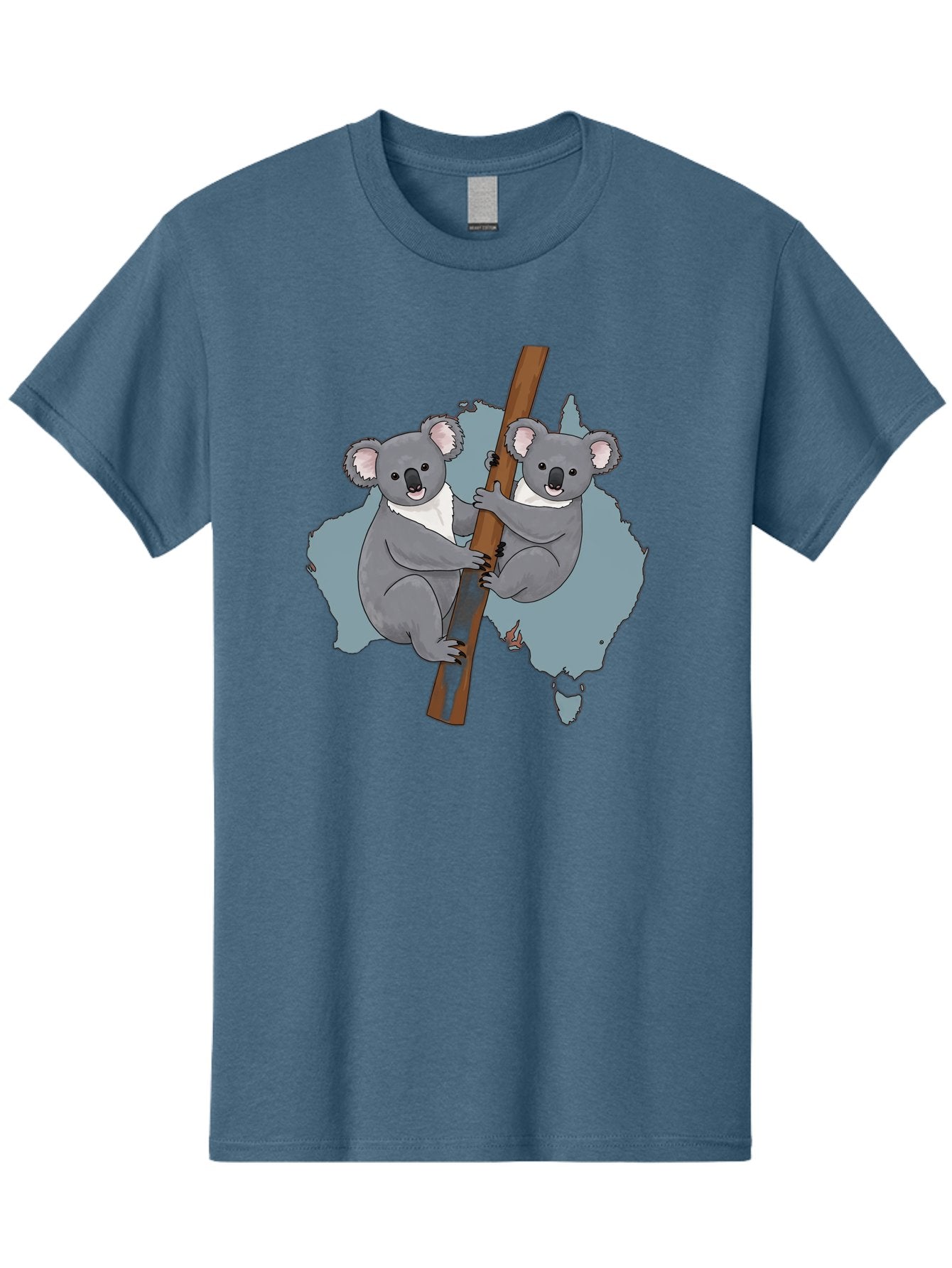 Koalas-On-Australia-Map Men'S Graphic Tee, 100% Cotton, Comfortable Casual Summer Wear, Machine Washable, Koalas Climbing, Australia Map, Cartoon Animals, Cute Wildlife, Adorable Marsupials, Australian Fauna, Funny Illustration, Gray Koalas, Baa903 5