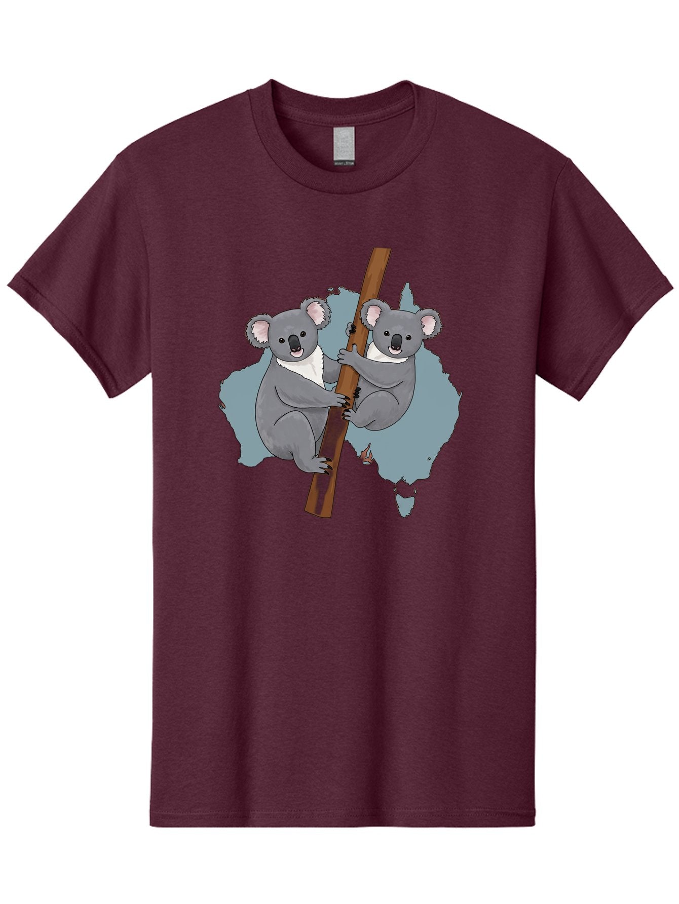 Koalas-On-Australia-Map Men'S Graphic Tee, 100% Cotton, Comfortable Casual Summer Wear, Machine Washable, Koalas Climbing, Australia Map, Cartoon Animals, Cute Wildlife, Adorable Marsupials, Australian Fauna, Funny Illustration, Gray Koalas, Baa903 10