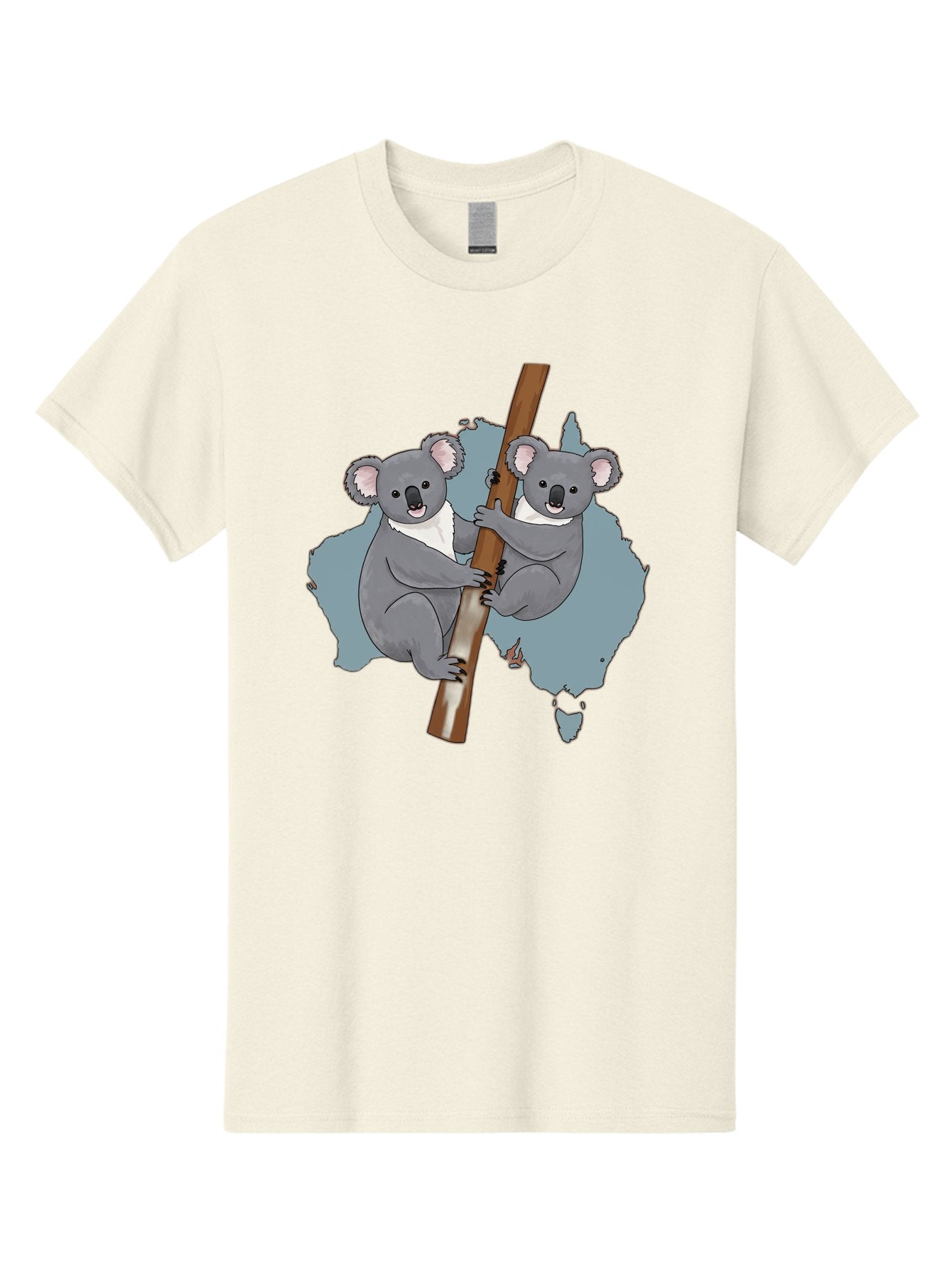 Koalas-On-Australia-Map Men'S Graphic Tee, 100% Cotton, Comfortable Casual Summer Wear, Machine Washable, Koalas Climbing, Australia Map, Cartoon Animals, Cute Wildlife, Adorable Marsupials, Australian Fauna, Funny Illustration, Gray Koalas, Baa903 8