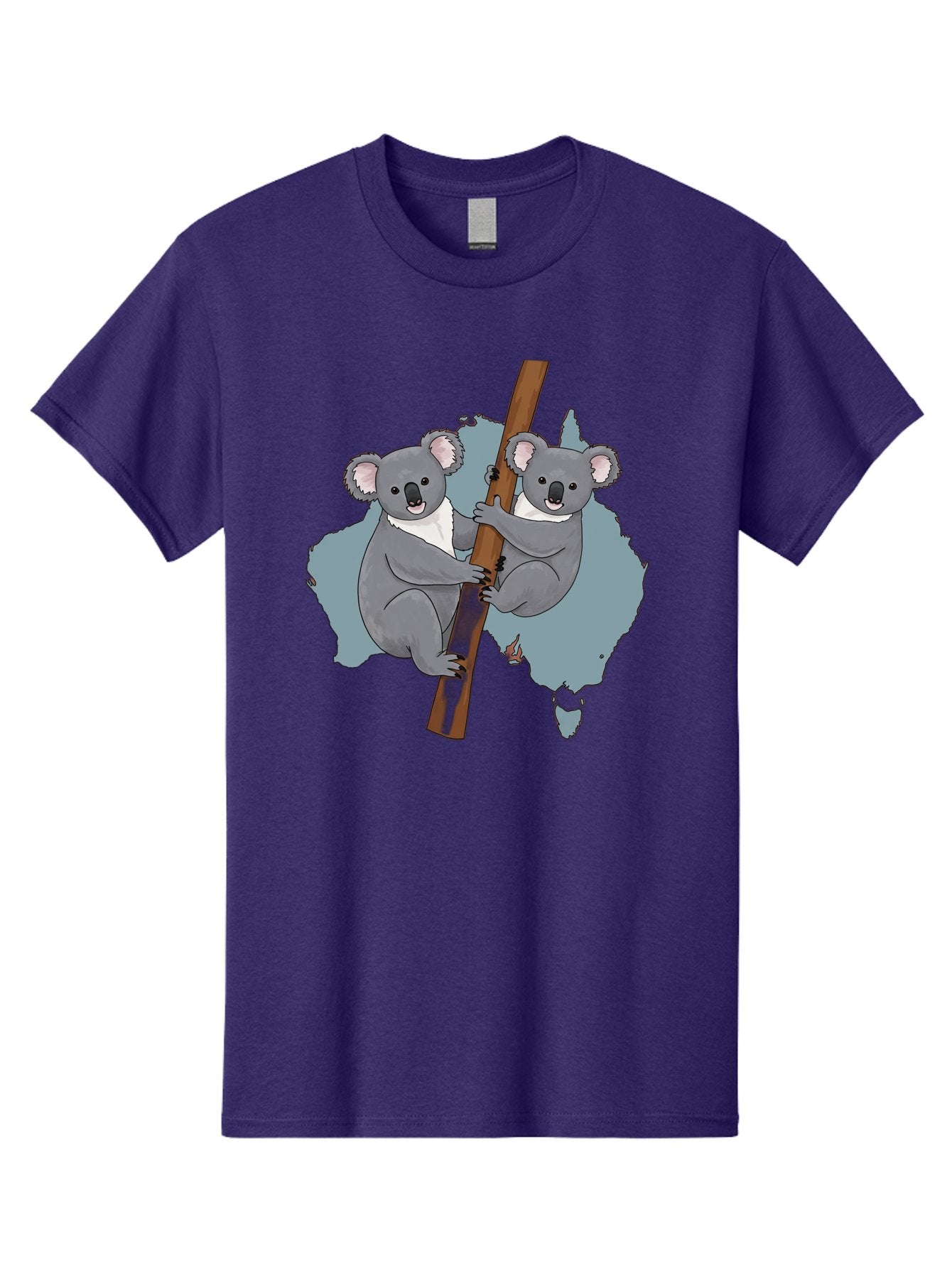 Koalas-On-Australia-Map Men'S Graphic Tee, 100% Cotton, Comfortable Casual Summer Wear, Machine Washable, Koalas Climbing, Australia Map, Cartoon Animals, Cute Wildlife, Adorable Marsupials, Australian Fauna, Funny Illustration, Gray Koalas, Baa903 11