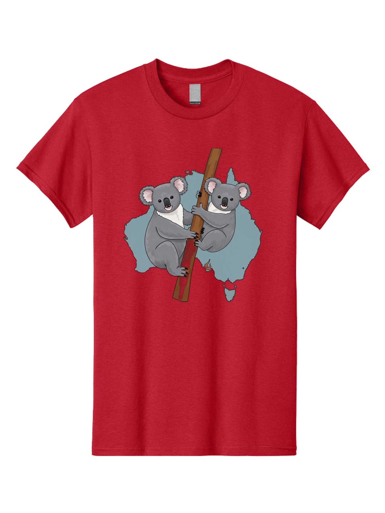 Koalas-On-Australia-Map Men'S Graphic Tee, 100% Cotton, Comfortable Casual Summer Wear, Machine Washable, Koalas Climbing, Australia Map, Cartoon Animals, Cute Wildlife, Adorable Marsupials, Australian Fauna, Funny Illustration, Gray Koalas, Baa903 14