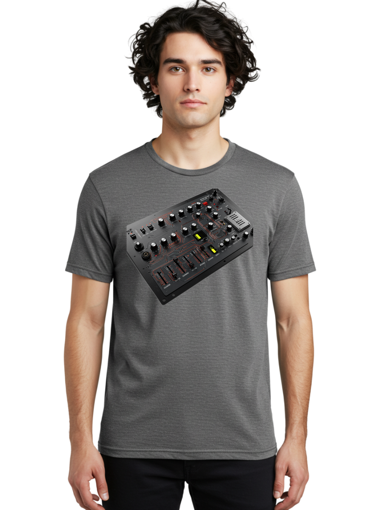 Korg-Minilogue-1 Men'S Graphic Tee, 100% Cotton, Comfortable Casual Summer Wear, Machine Washable, Korg Minilogue Synthesizer, Sound Design, Music Production, Analog Synthesizer, Audio Equipment, Electronic Music Gear, Knobs, Sliders, Buttons, Baa904 8