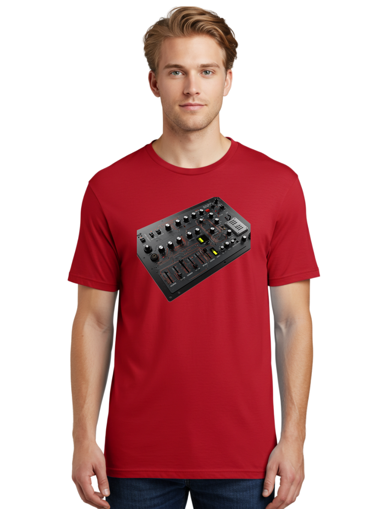 Korg-Minilogue-1 Men'S Graphic Tee, 100% Cotton, Comfortable Casual Summer Wear, Machine Washable, Korg Minilogue Synthesizer, Sound Design, Music Production, Analog Synthesizer, Audio Equipment, Electronic Music Gear, Knobs, Sliders, Buttons, Baa904 4
