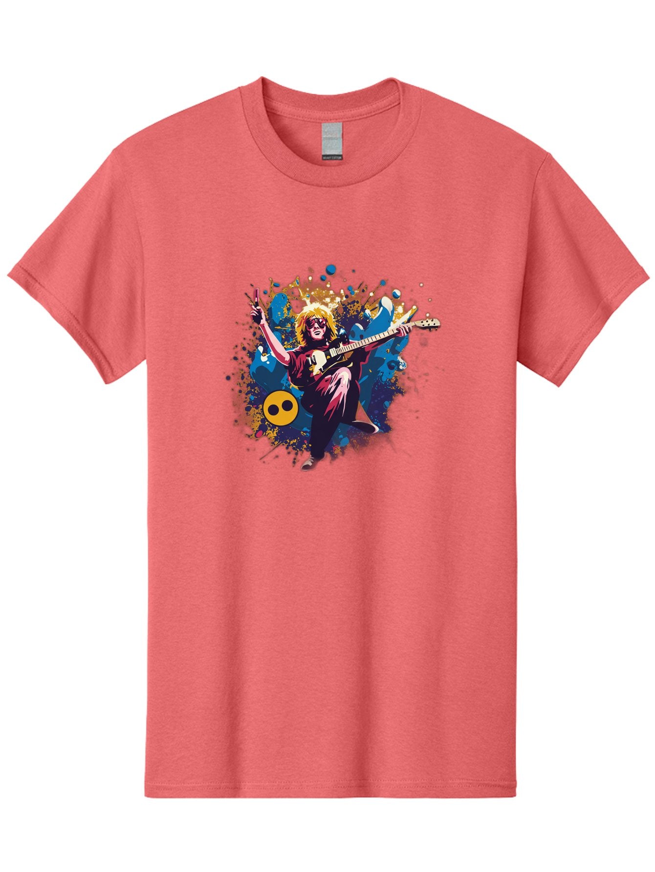 Kurt-Cobain Men'S Graphic Tee, 100% Cotton, Comfortable Casual Summer Wear, Machine Washable, Kurt Cobain Playing Guitar, Rockstar Pose, Kurt Cobain Tribute, Grunge Music, Iconic Musician, Rock On Gesture, Guitar Hero, Music Legend, Baa908 7